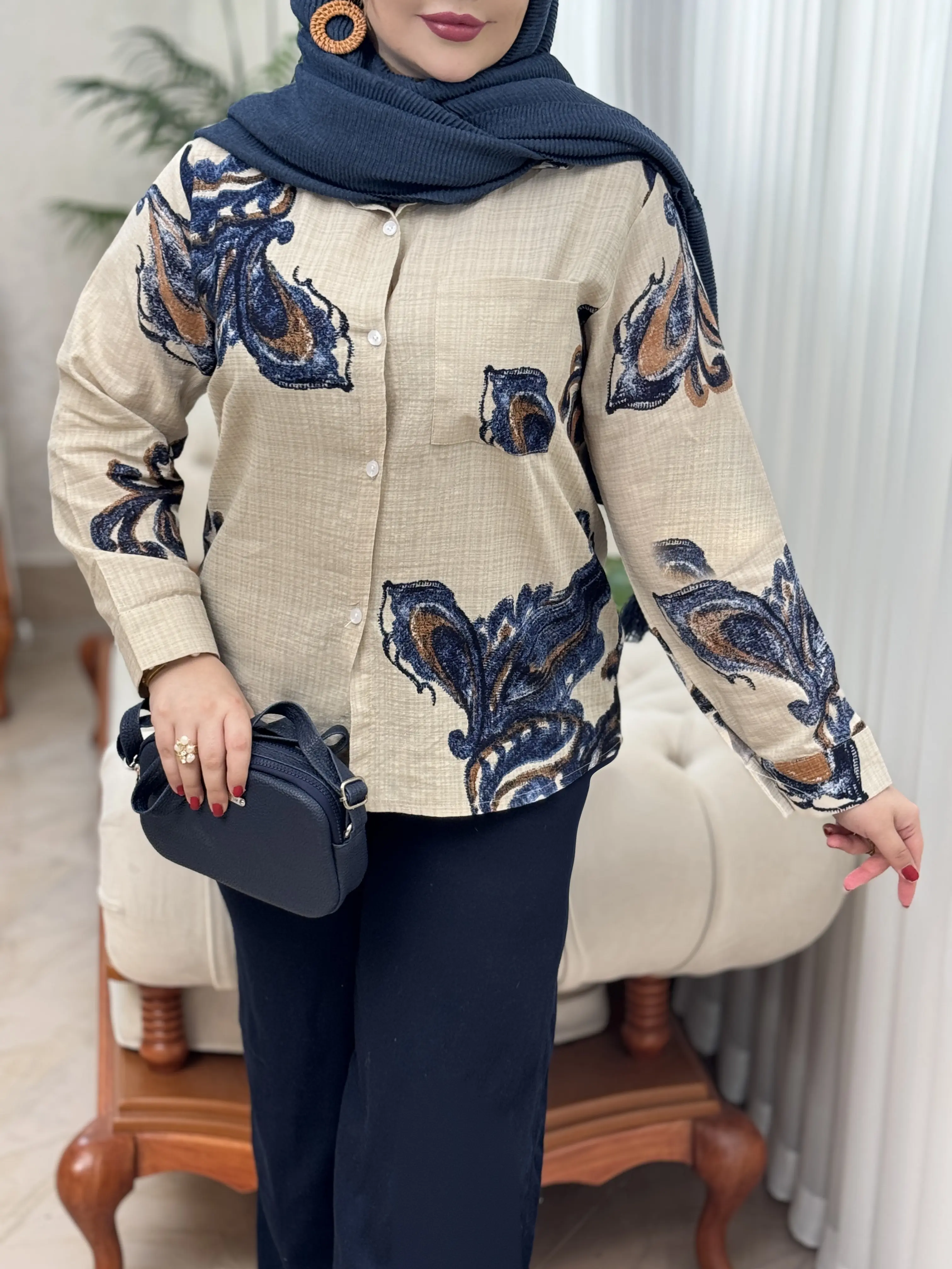 شومیز لینن ایتالیایی 3219