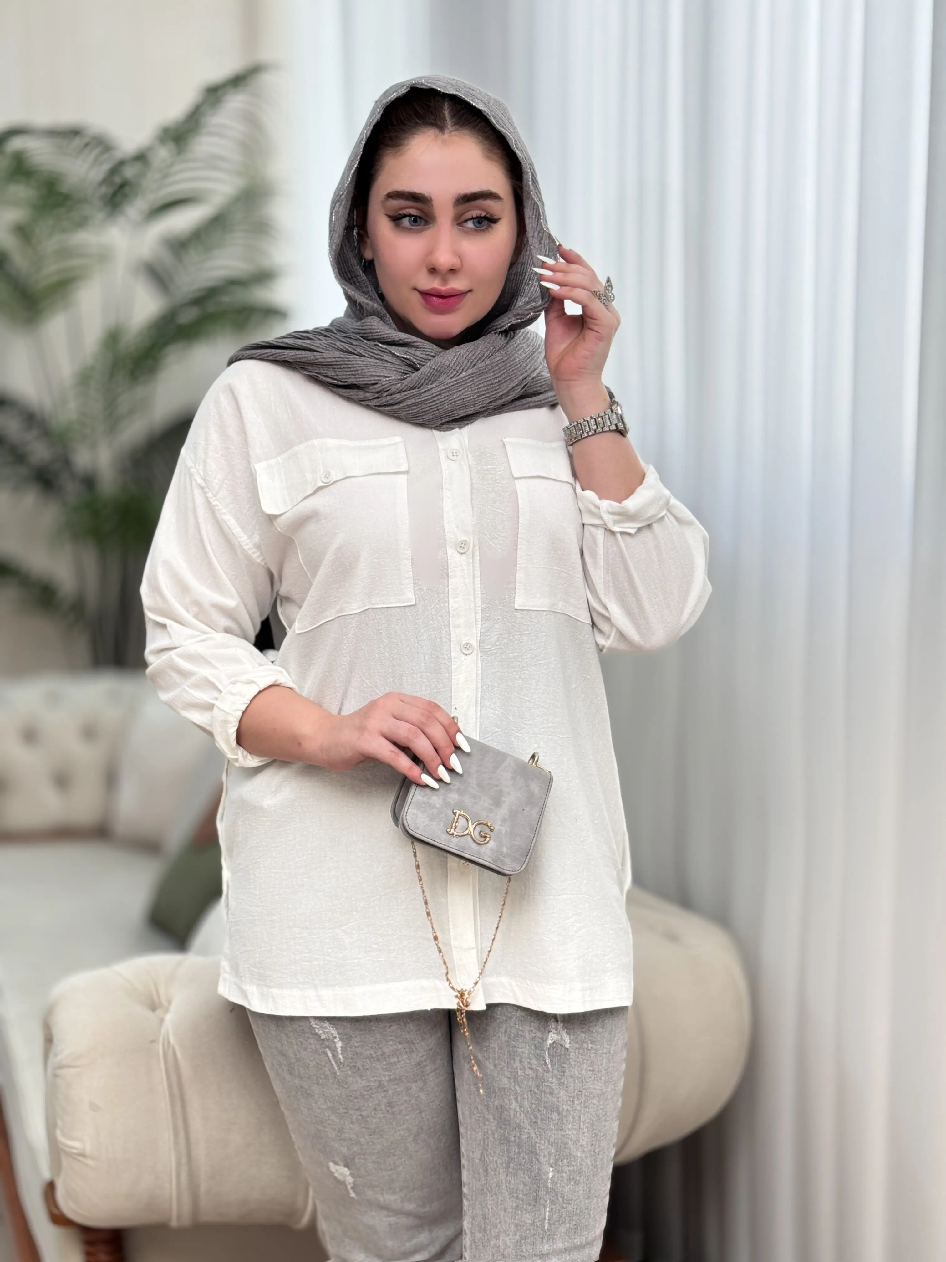 مانتو لینن دو جیب 3274