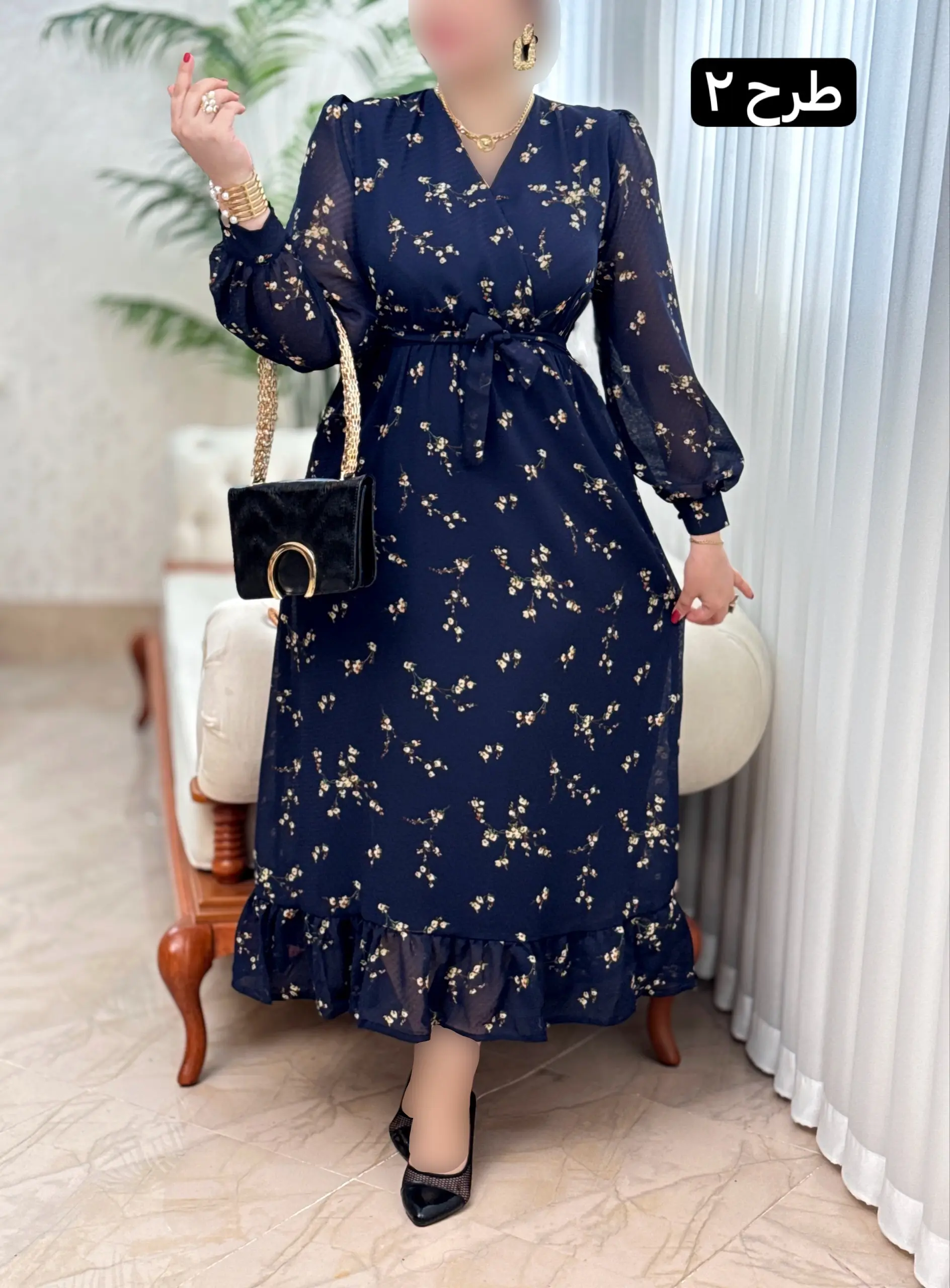 پیراهن حریر پایین چین 3276