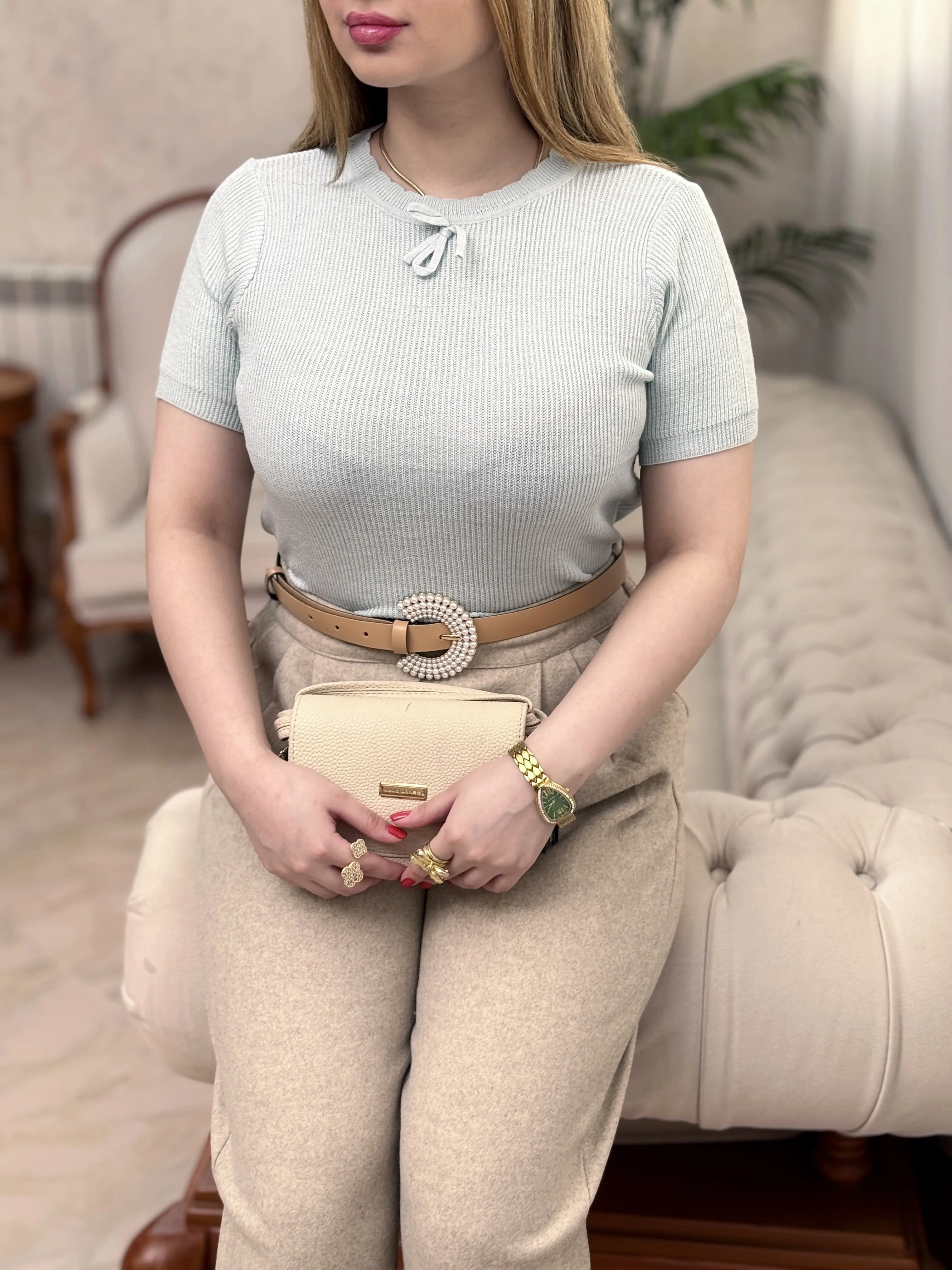 بلوز بافت یقه دالبری ۳۳۶۵
