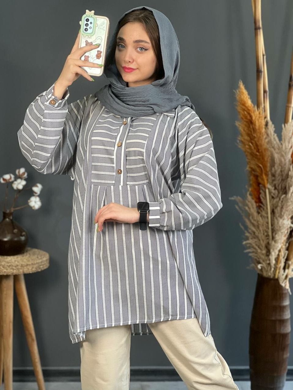 تونیک لینن نخ راه راه کد ۱۱۴۰