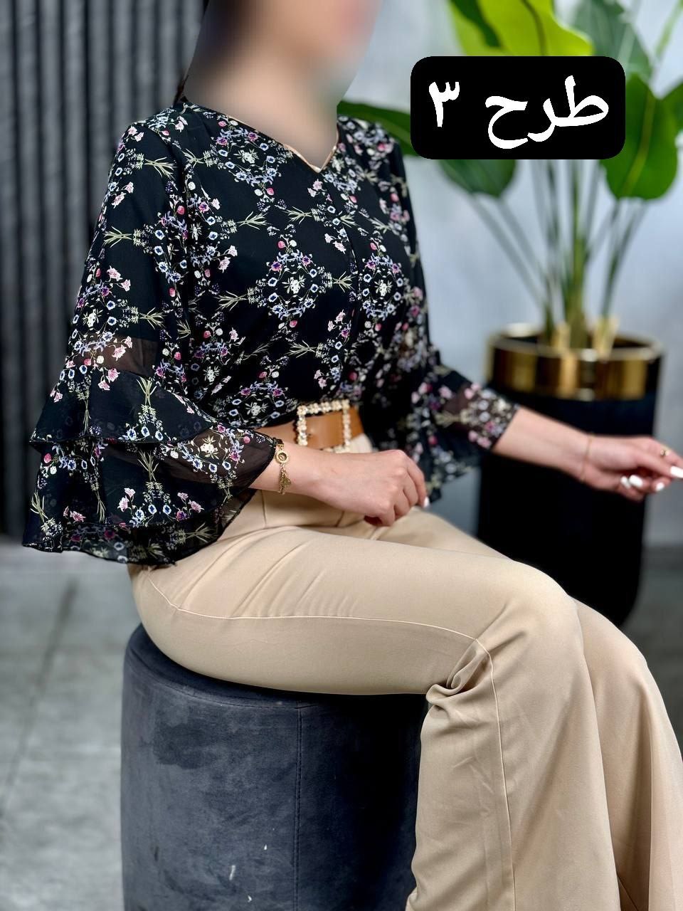 شومیز حریر آستین چین کد 1863