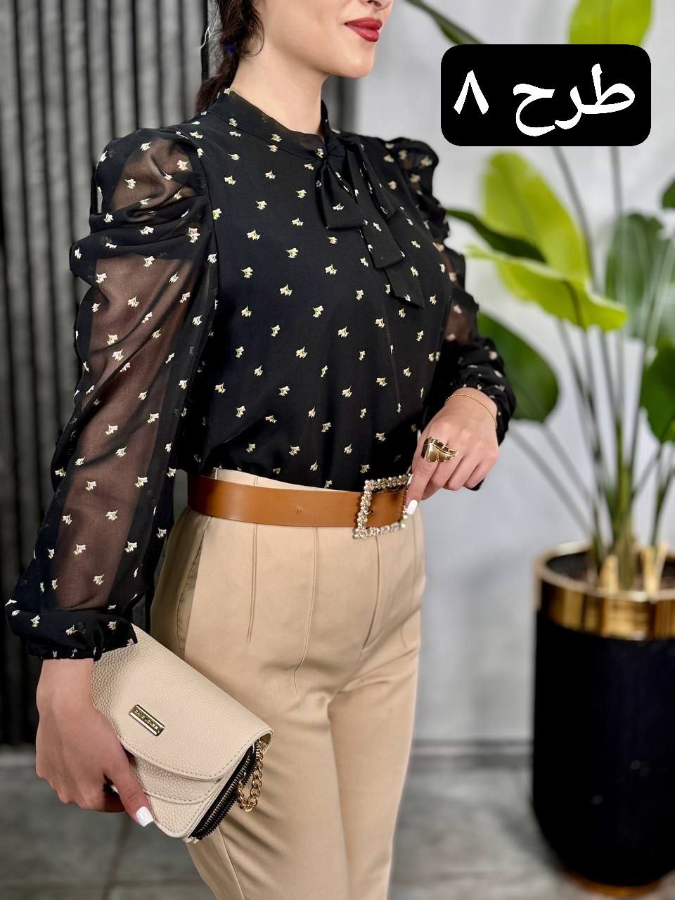 شومیز حریر آستین پف کد 1865