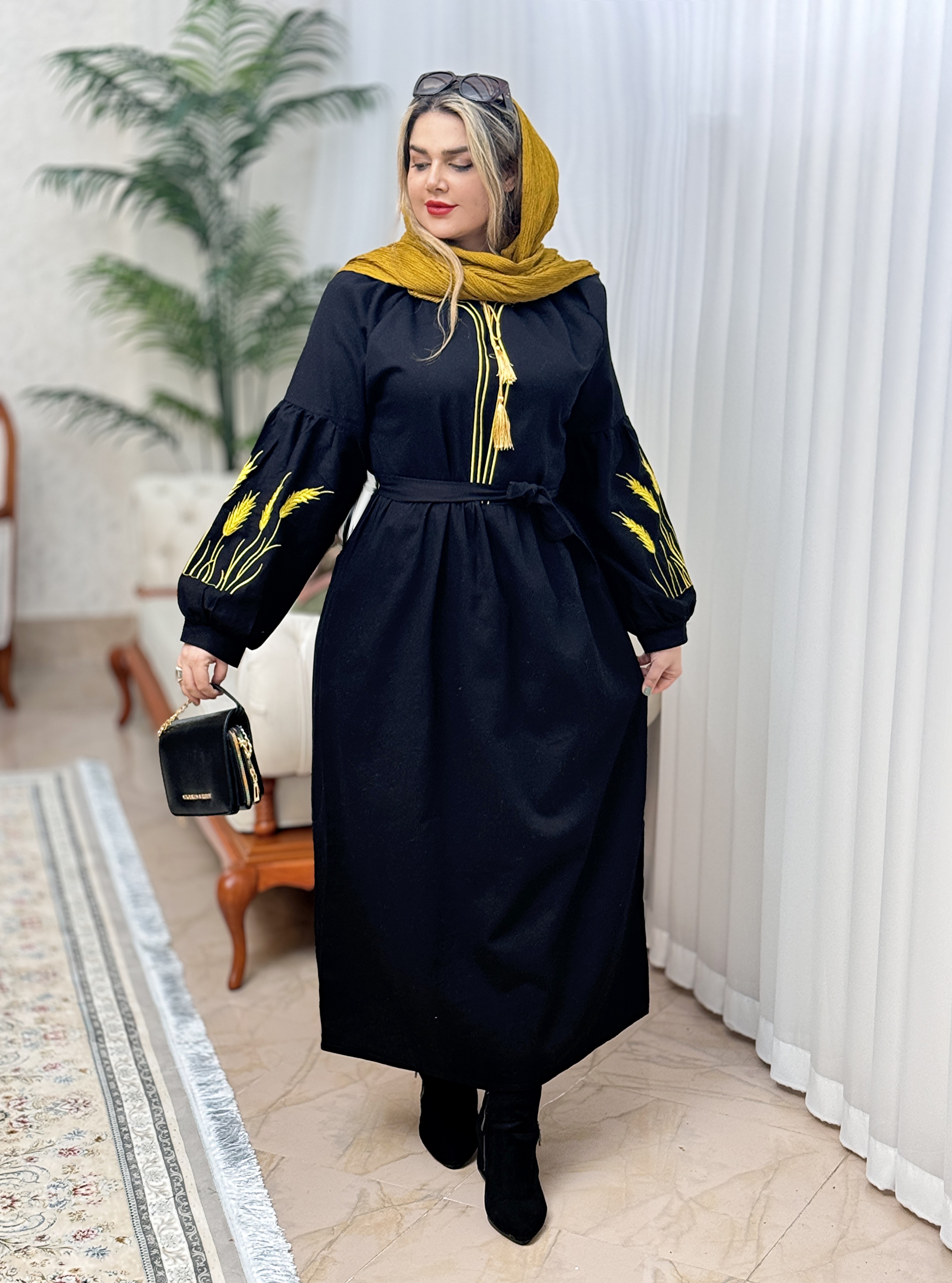 پیراهن کتان گندم‌ 2238