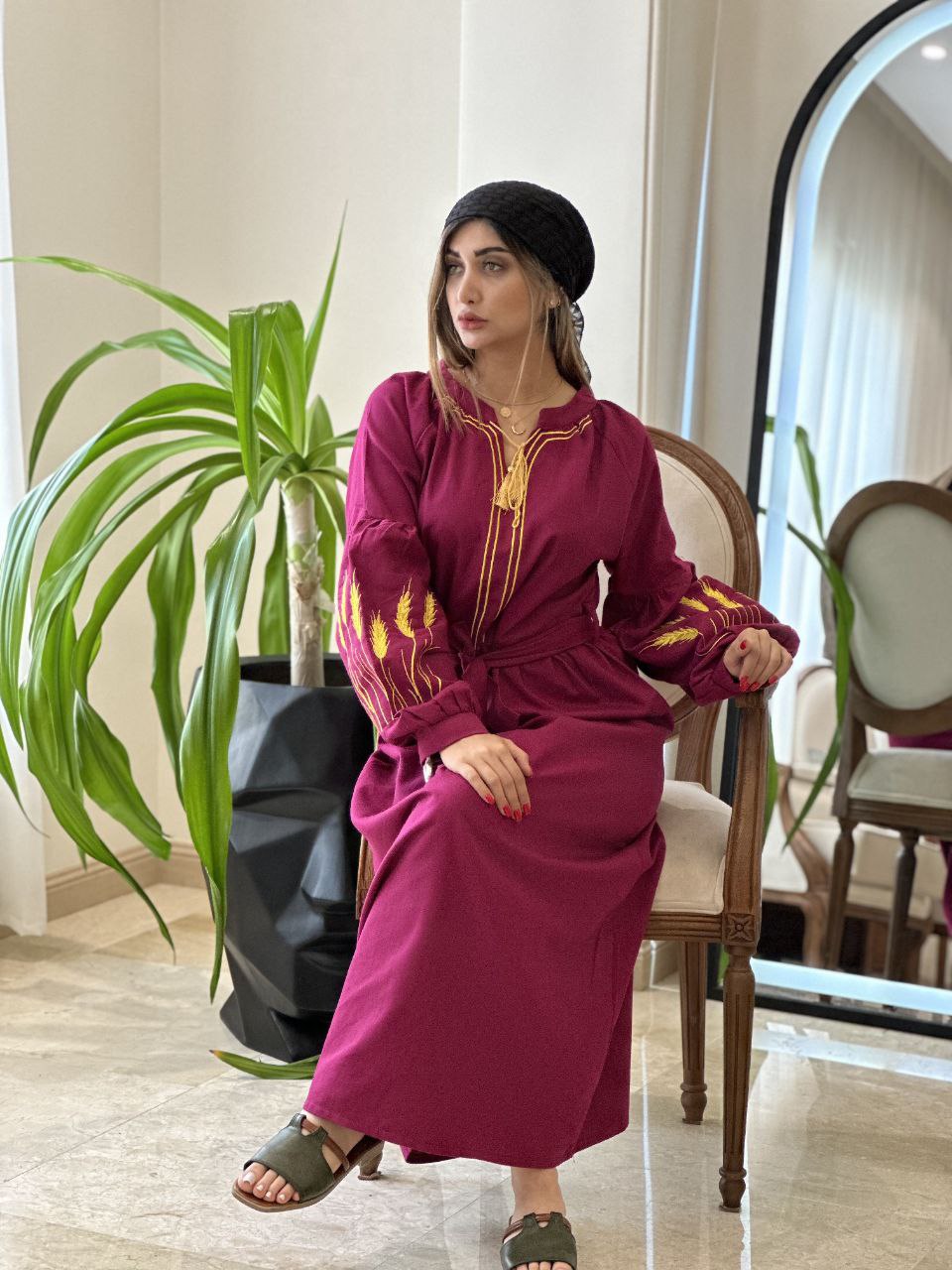 پیراهن کتان گندم‌ 2238