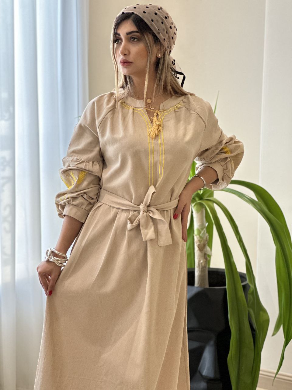 پیراهن کتان گندم‌ 2238