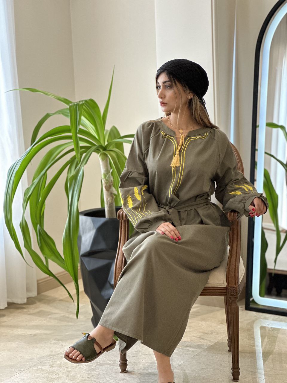 پیراهن کتان گندم‌ 2238