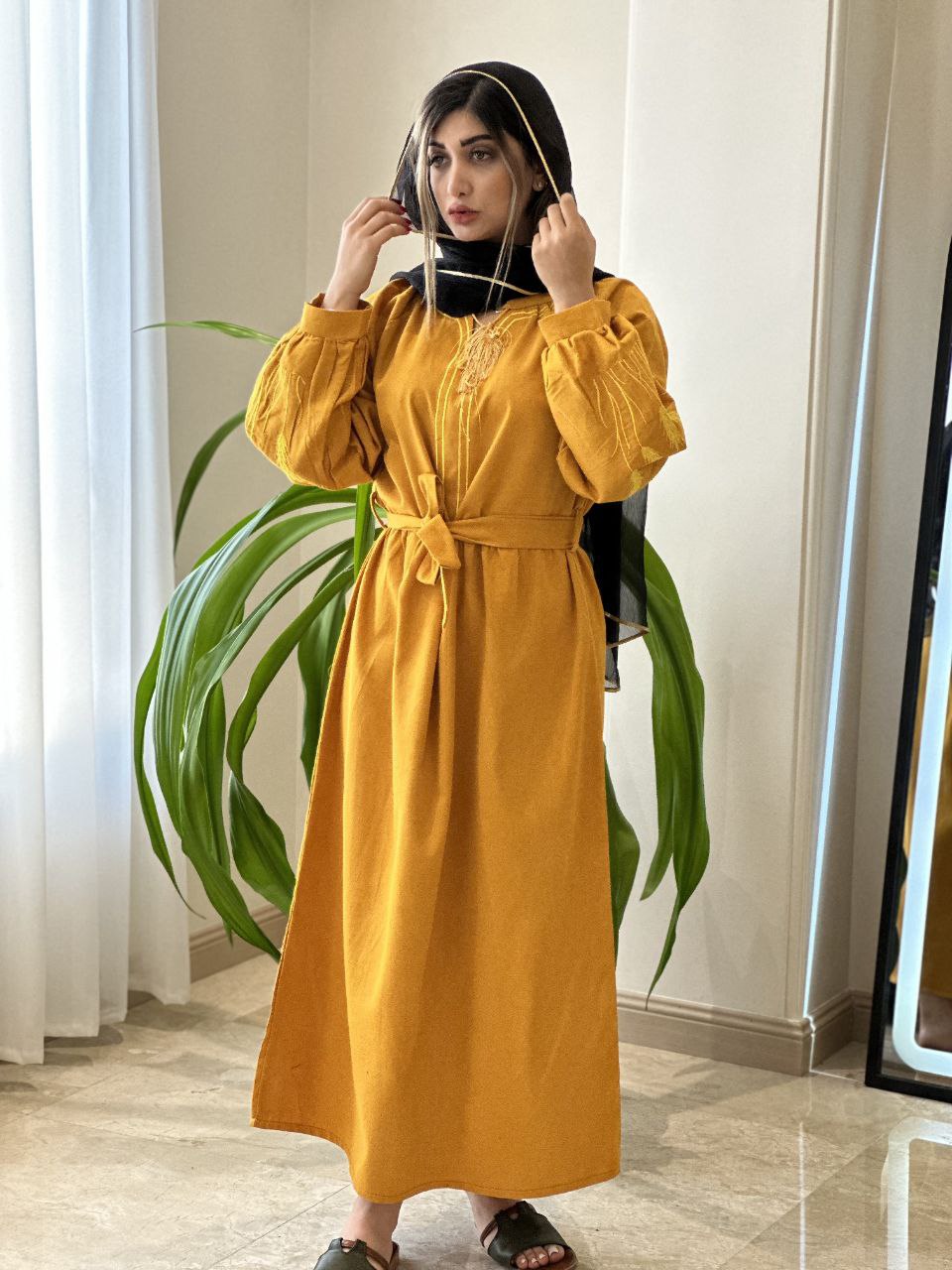 پیراهن کتان گندم‌ 2238