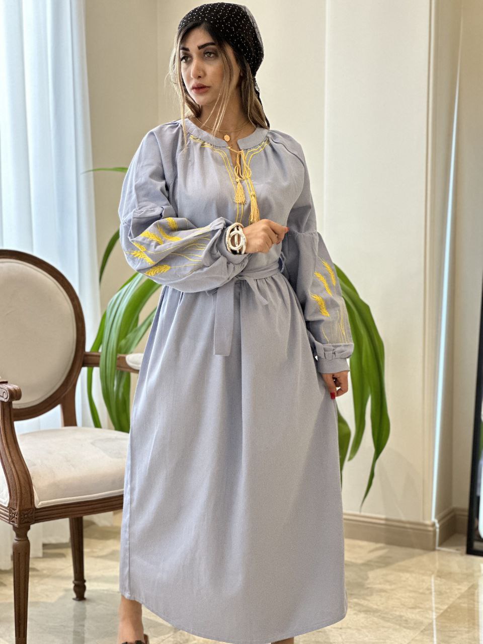 پیراهن کتان گندم‌ 2238
