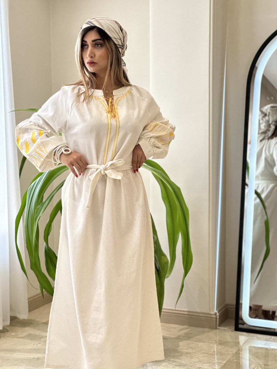 پیراهن کتان گندم‌ 2238