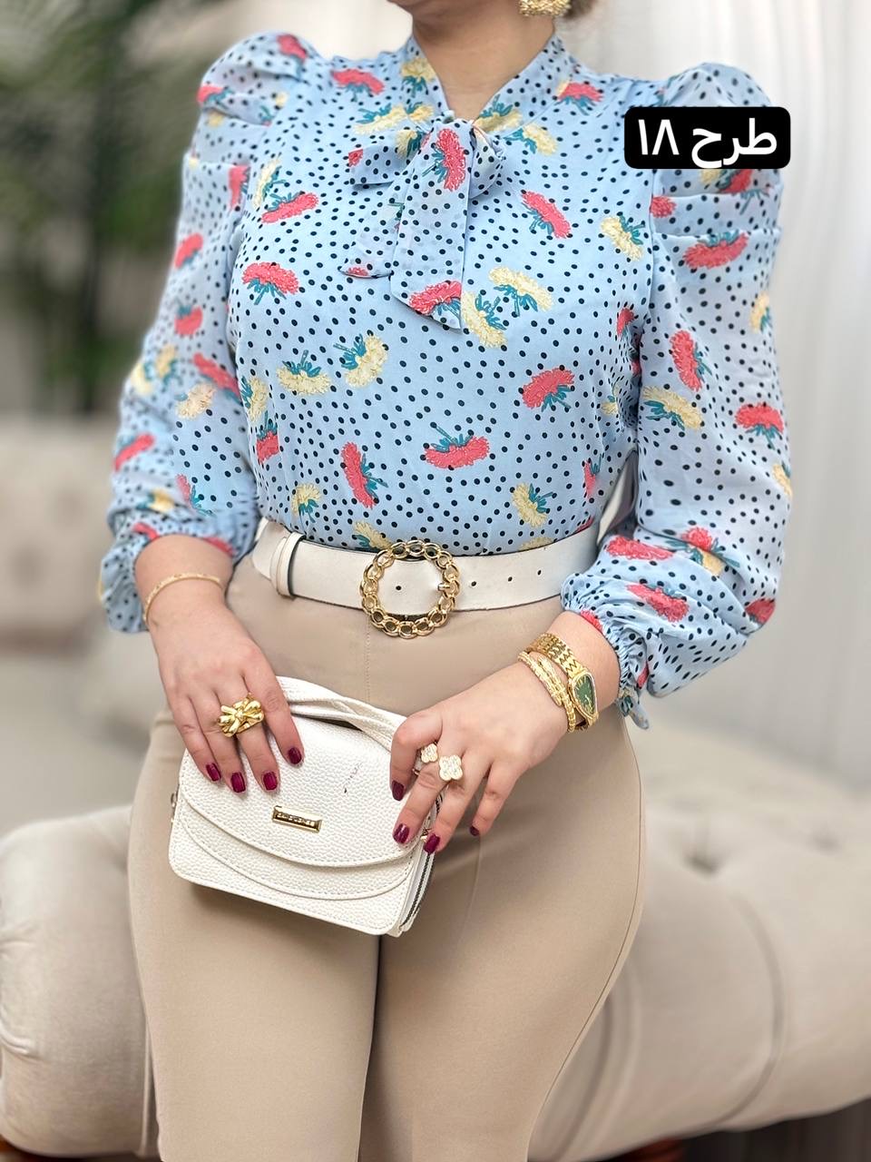 شومیز حریر آستین پف 2705