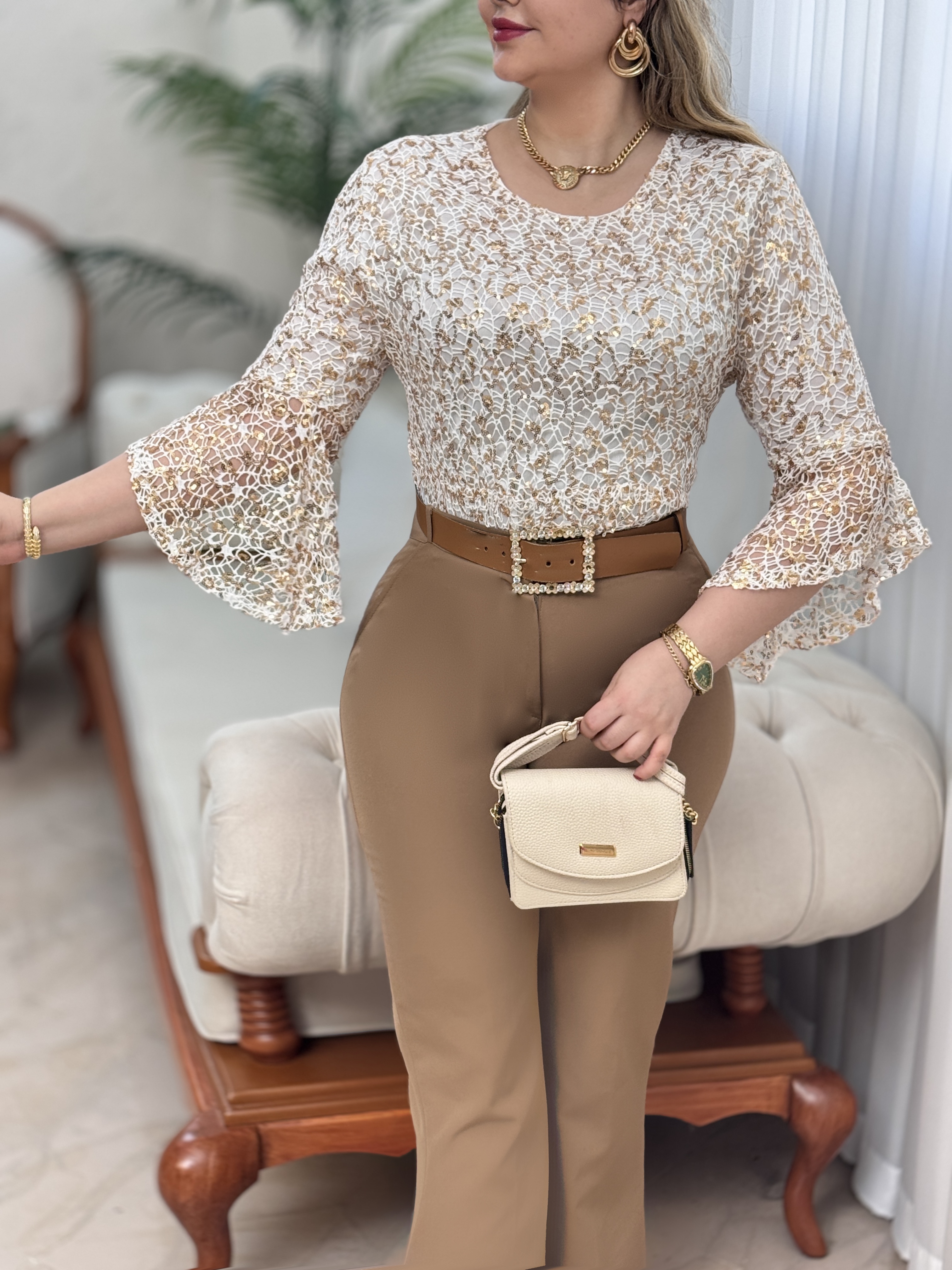 شومیز دانتل پولکی برنا 2809