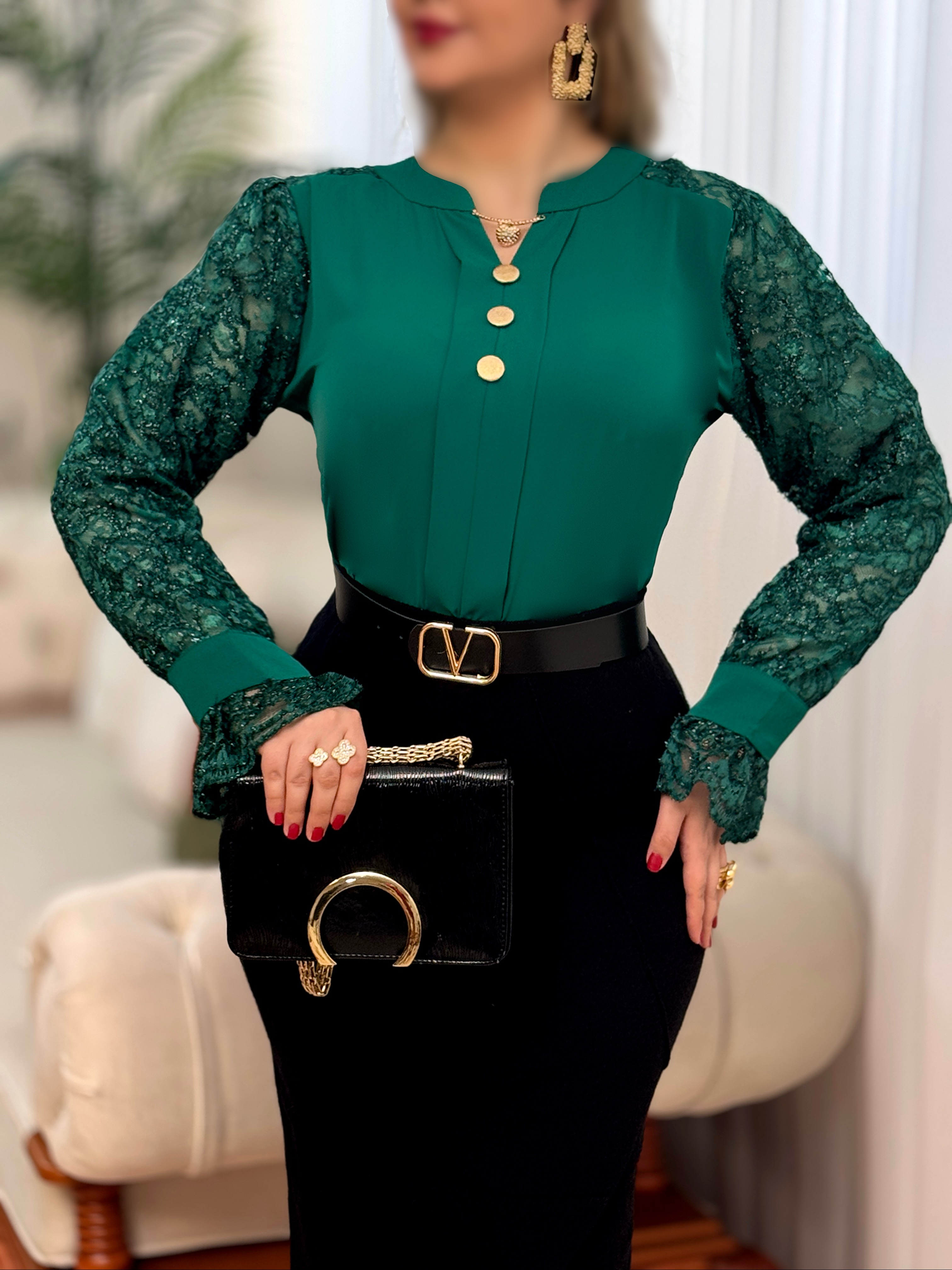 شومیز سه دکمه مزونی 2810