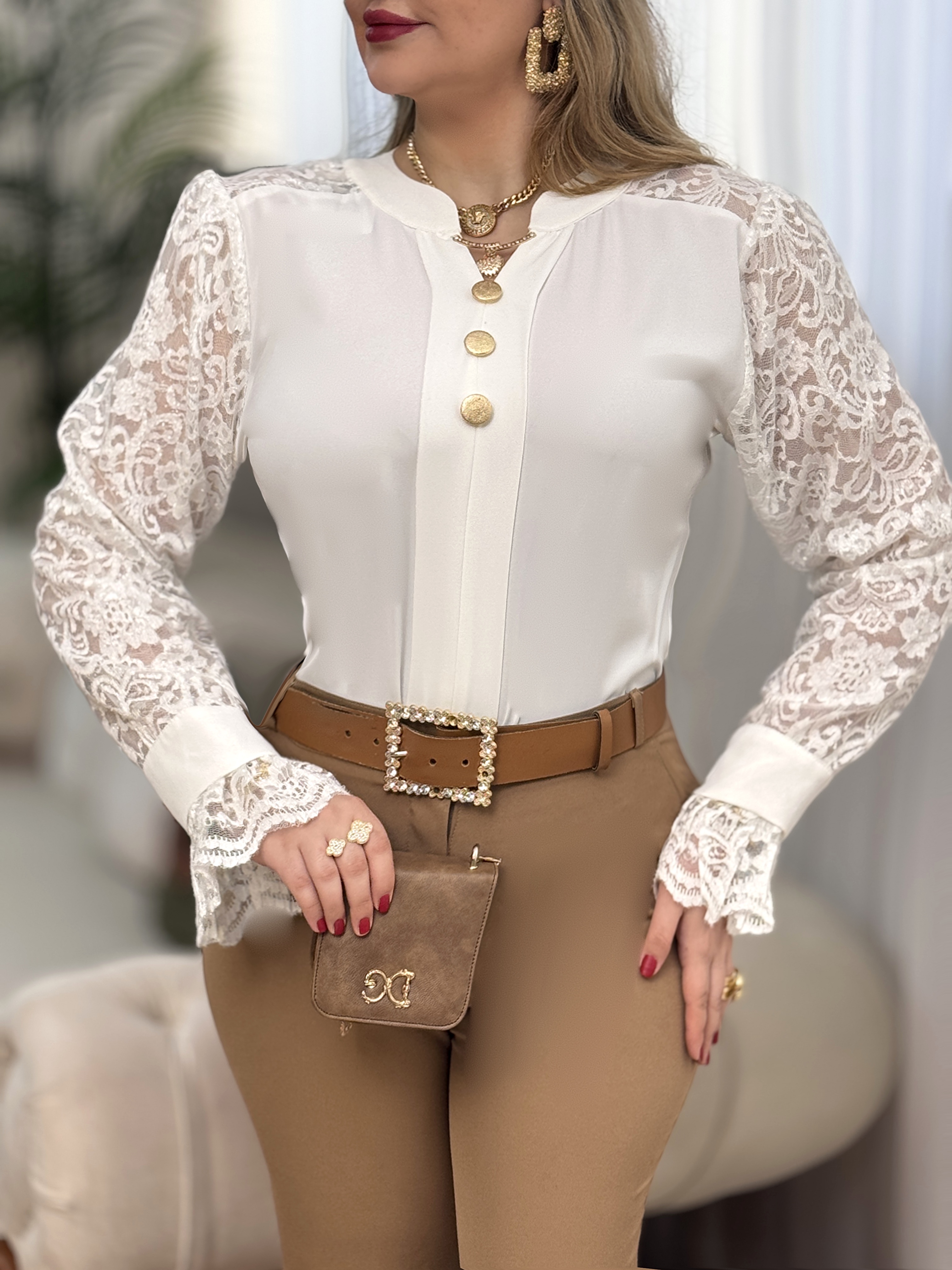 شومیز سه دکمه مزونی 2810