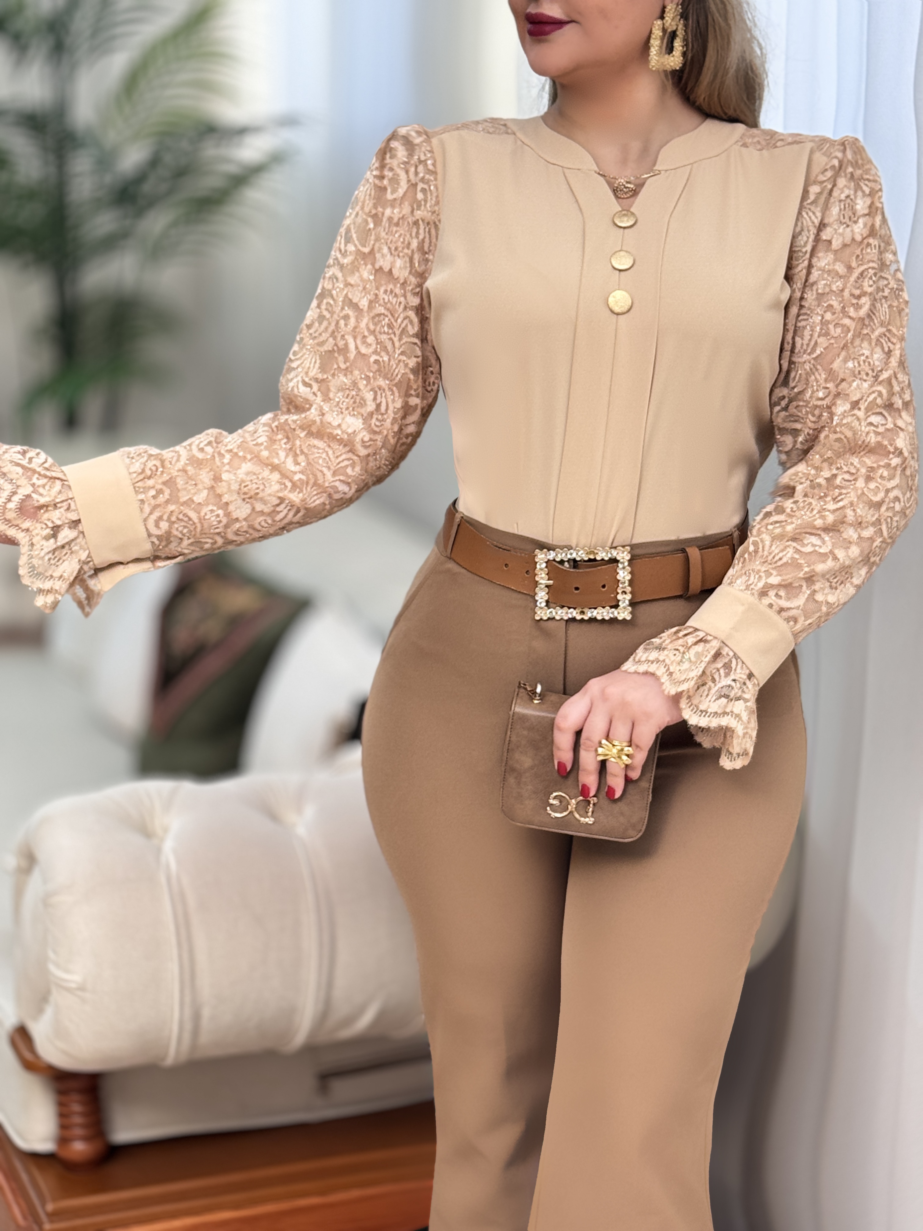 شومیز سه دکمه مزونی 2810