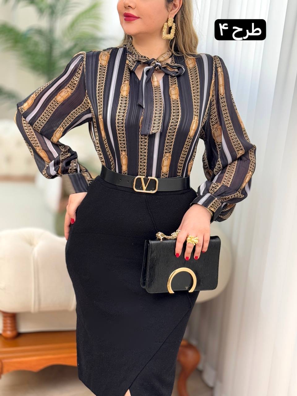 شومیز کریشه پاپیونی 2812