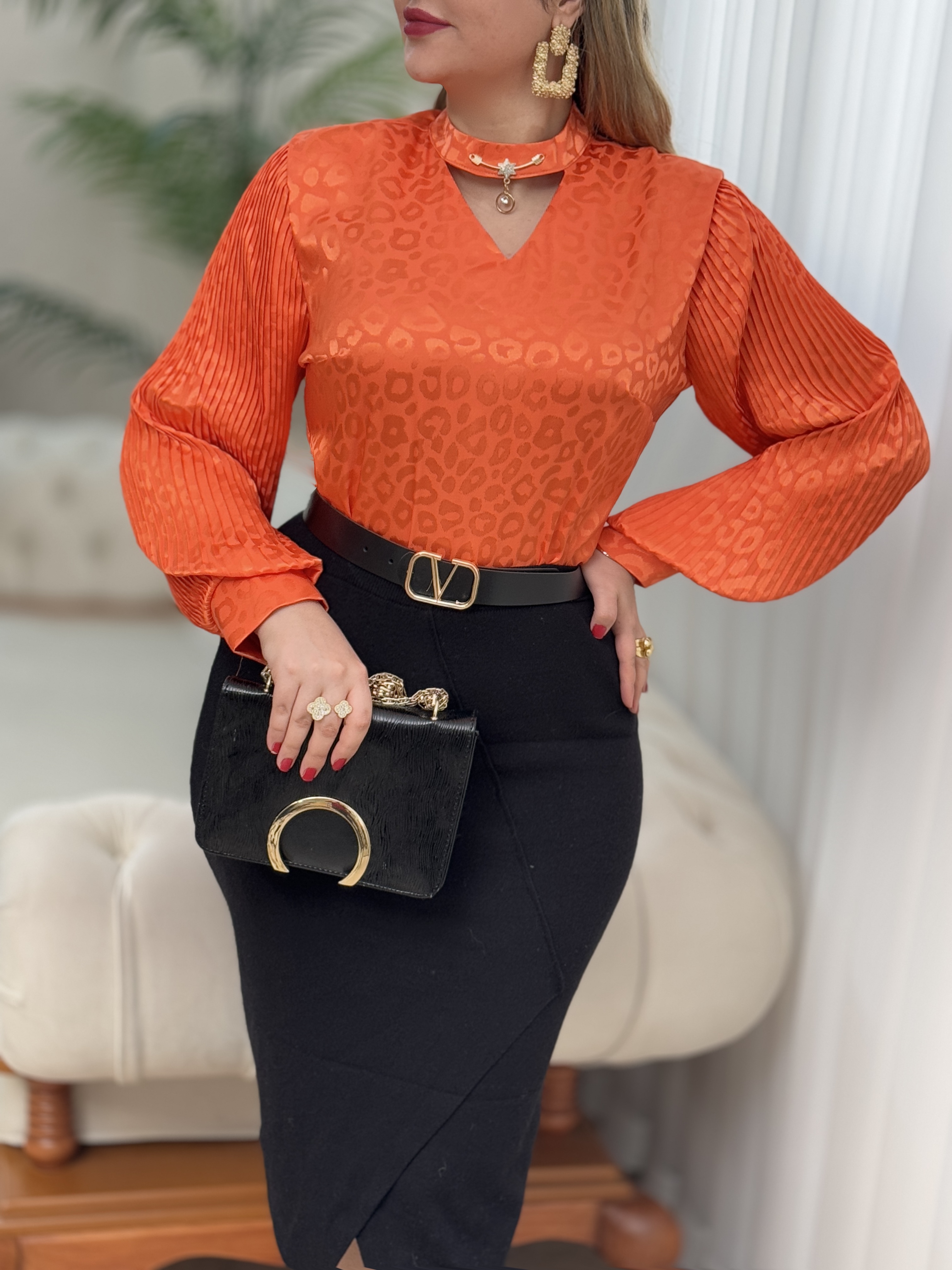 شومیز ساتن گردنبندی 2816