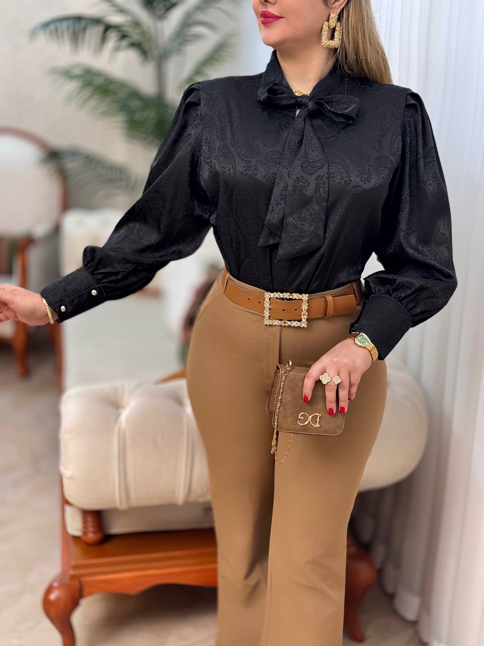 شومیز ساتن ترنج 2827