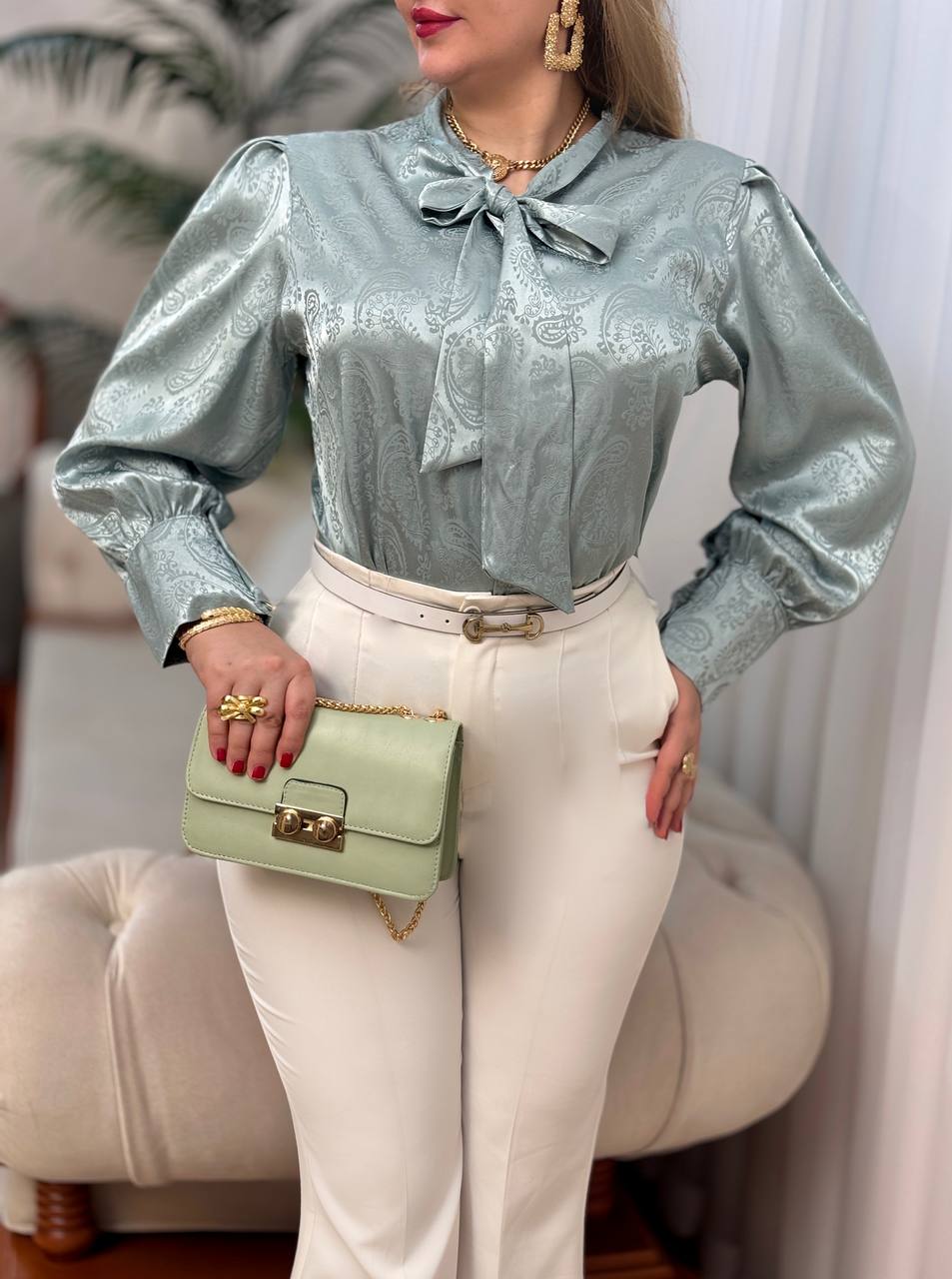 شومیز ساتن ترنج 2827