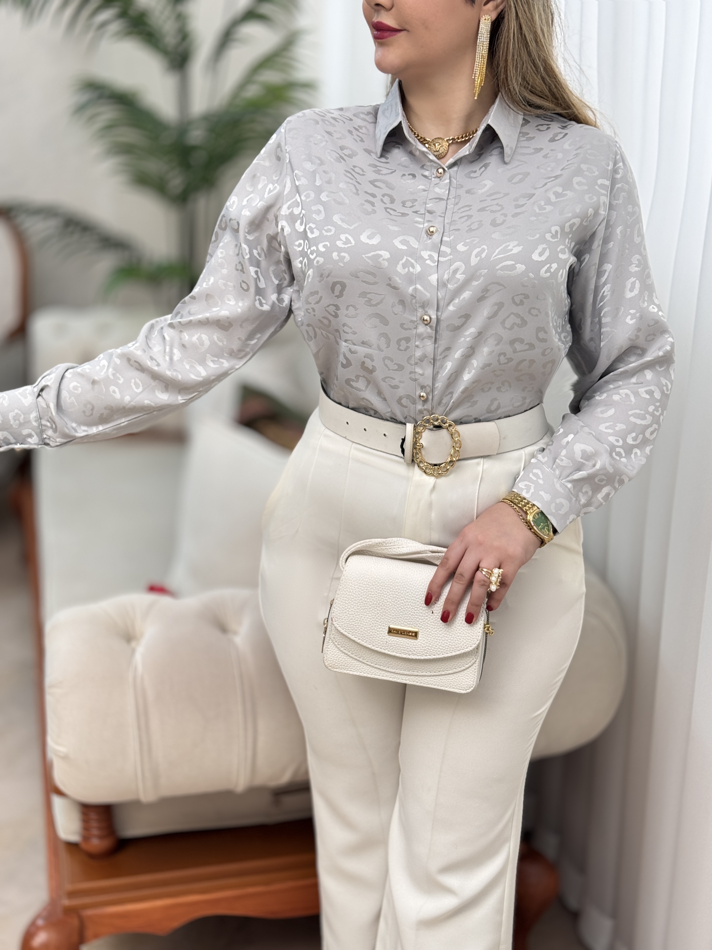 شومیز ساتن پلنگی 2865