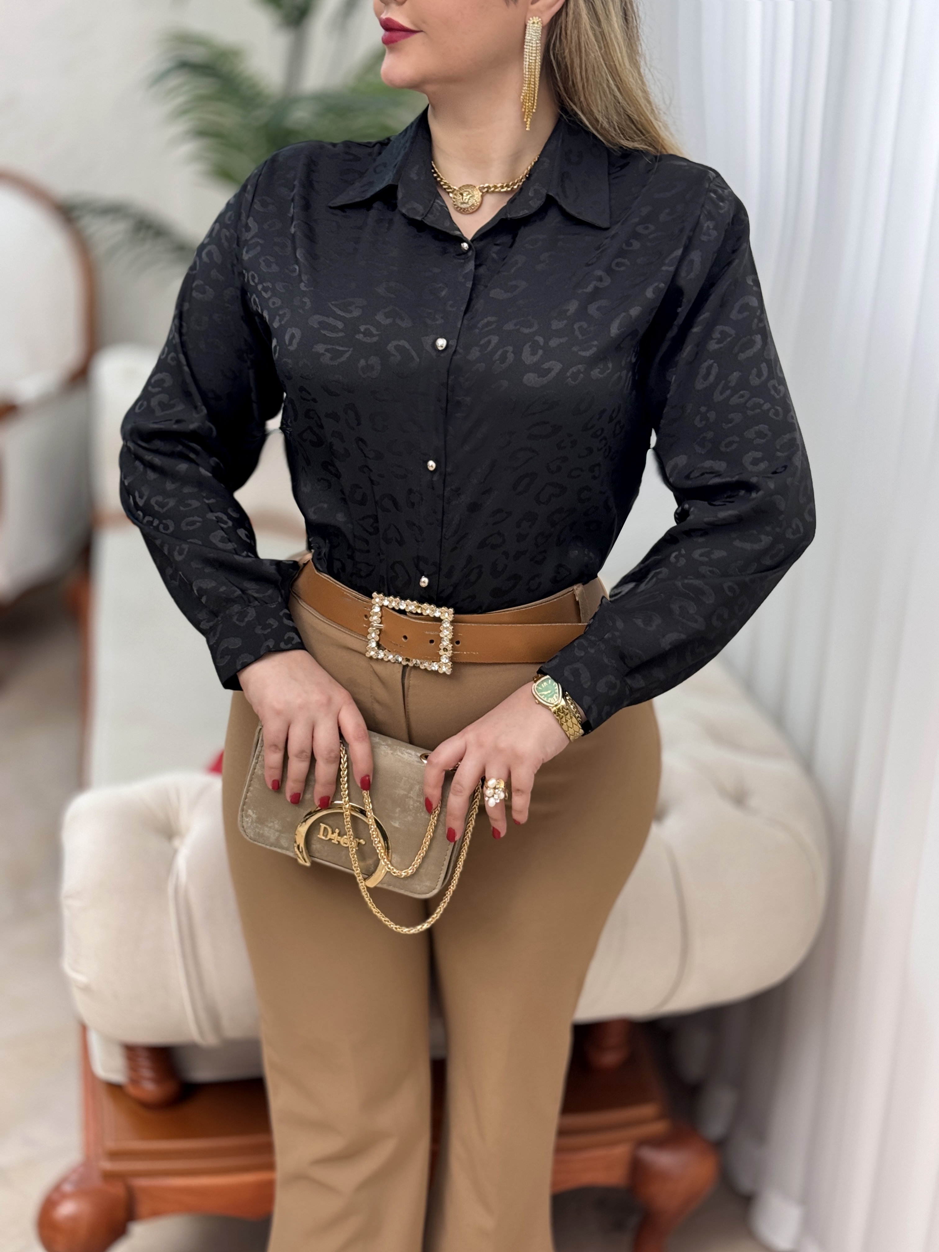 شومیز ساتن پلنگی 2865