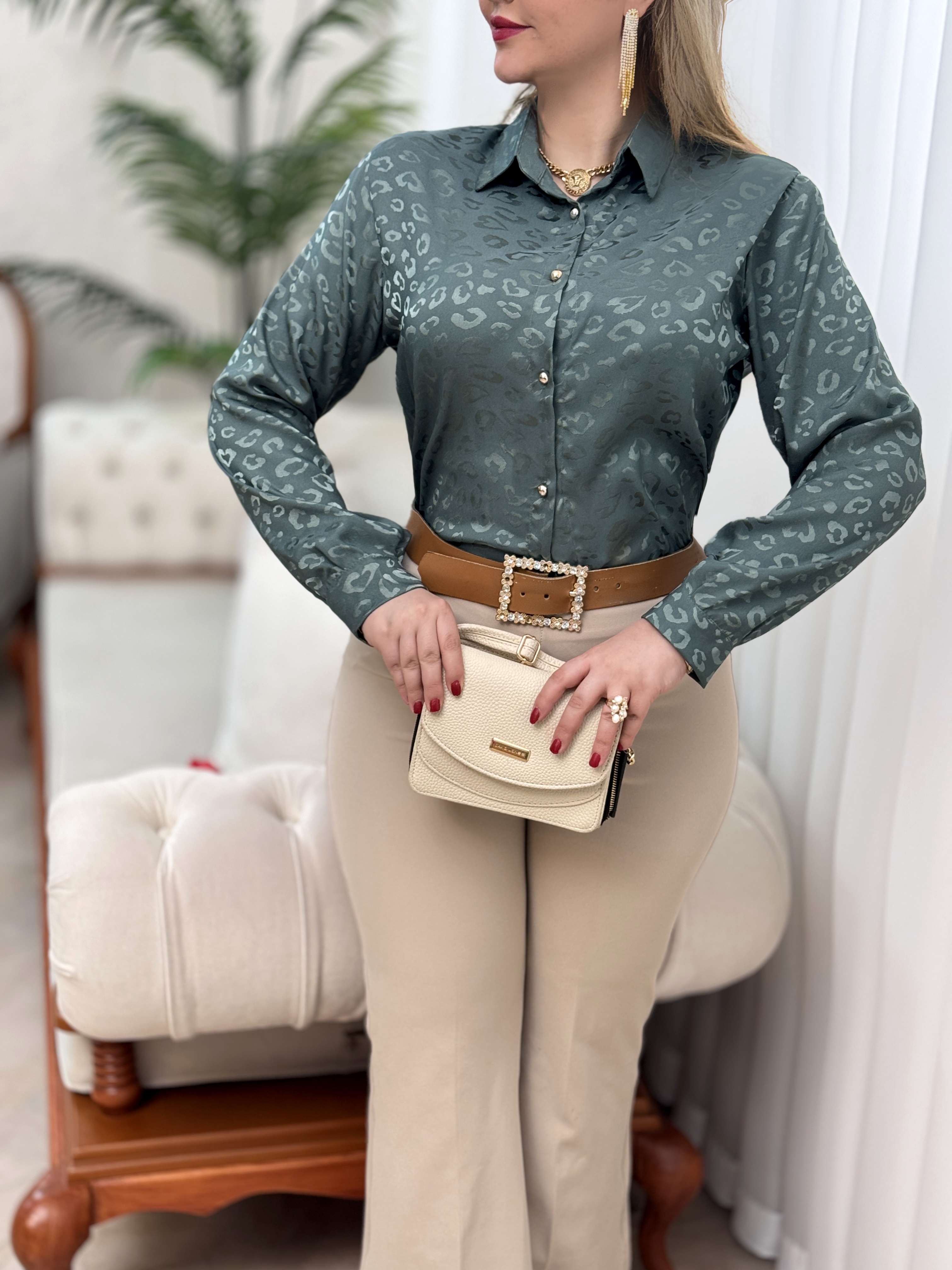 شومیز ساتن پلنگی 2865