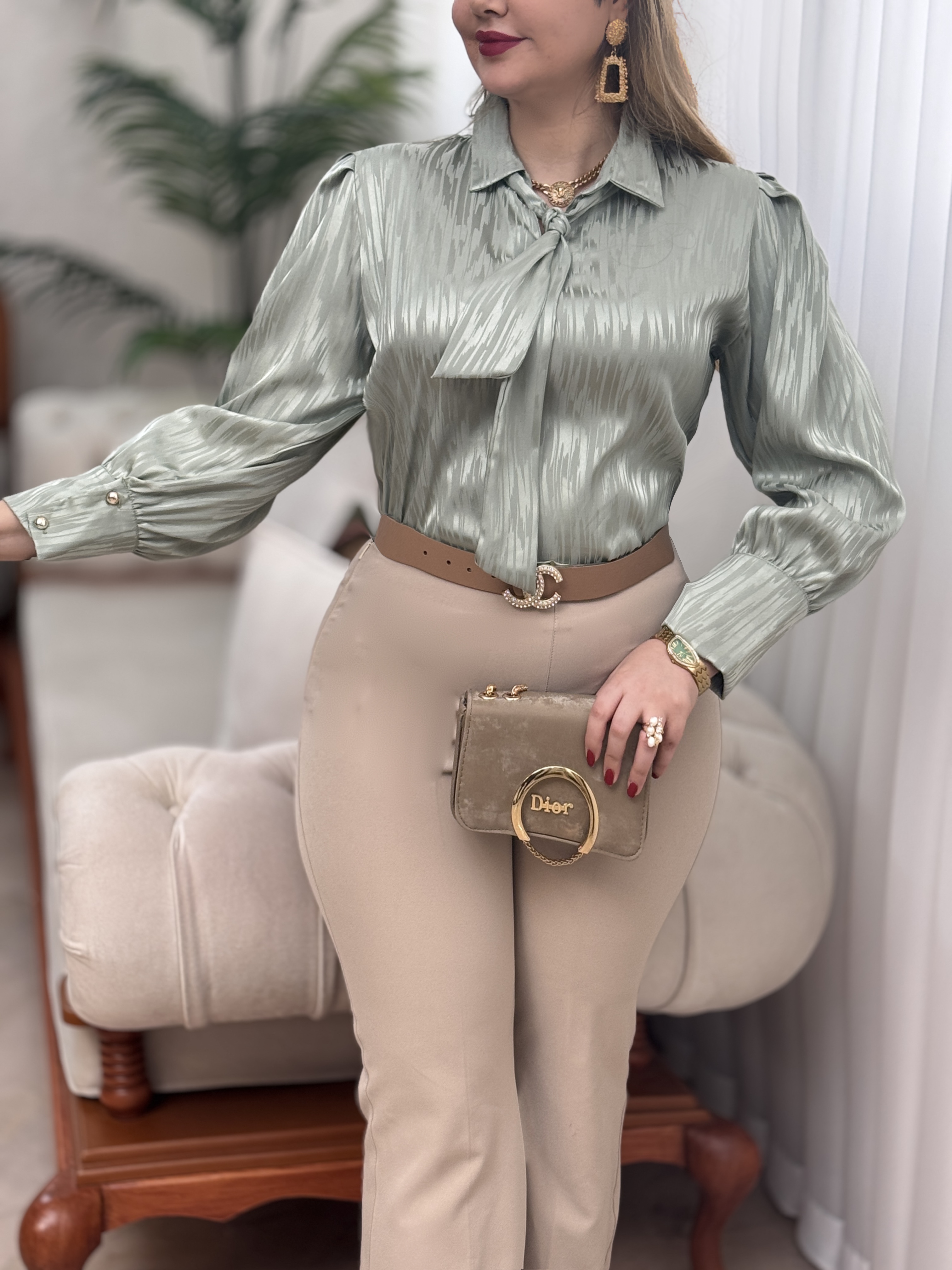 شومیز ساتن ملینا 2876