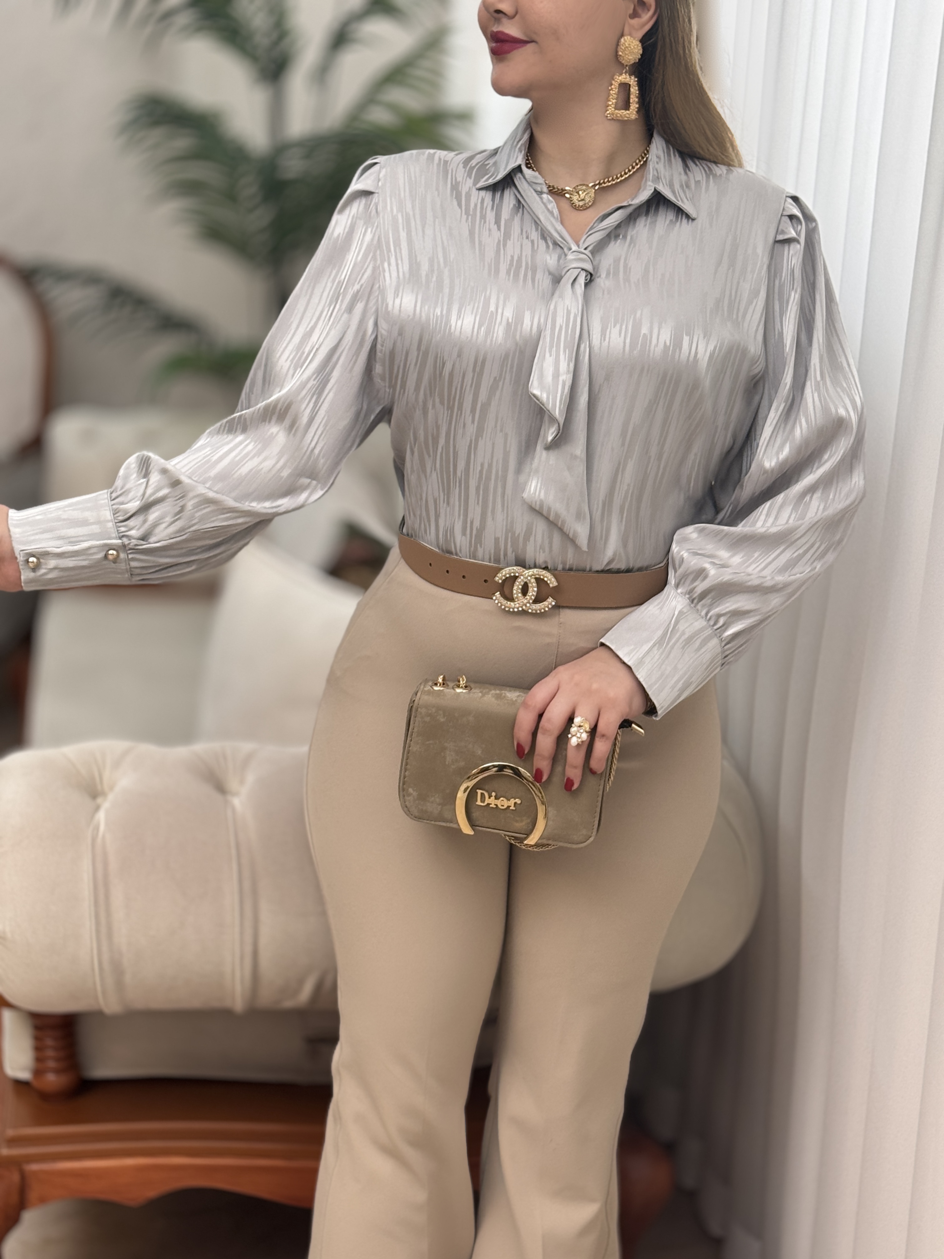 شومیز ساتن ملینا 2876
