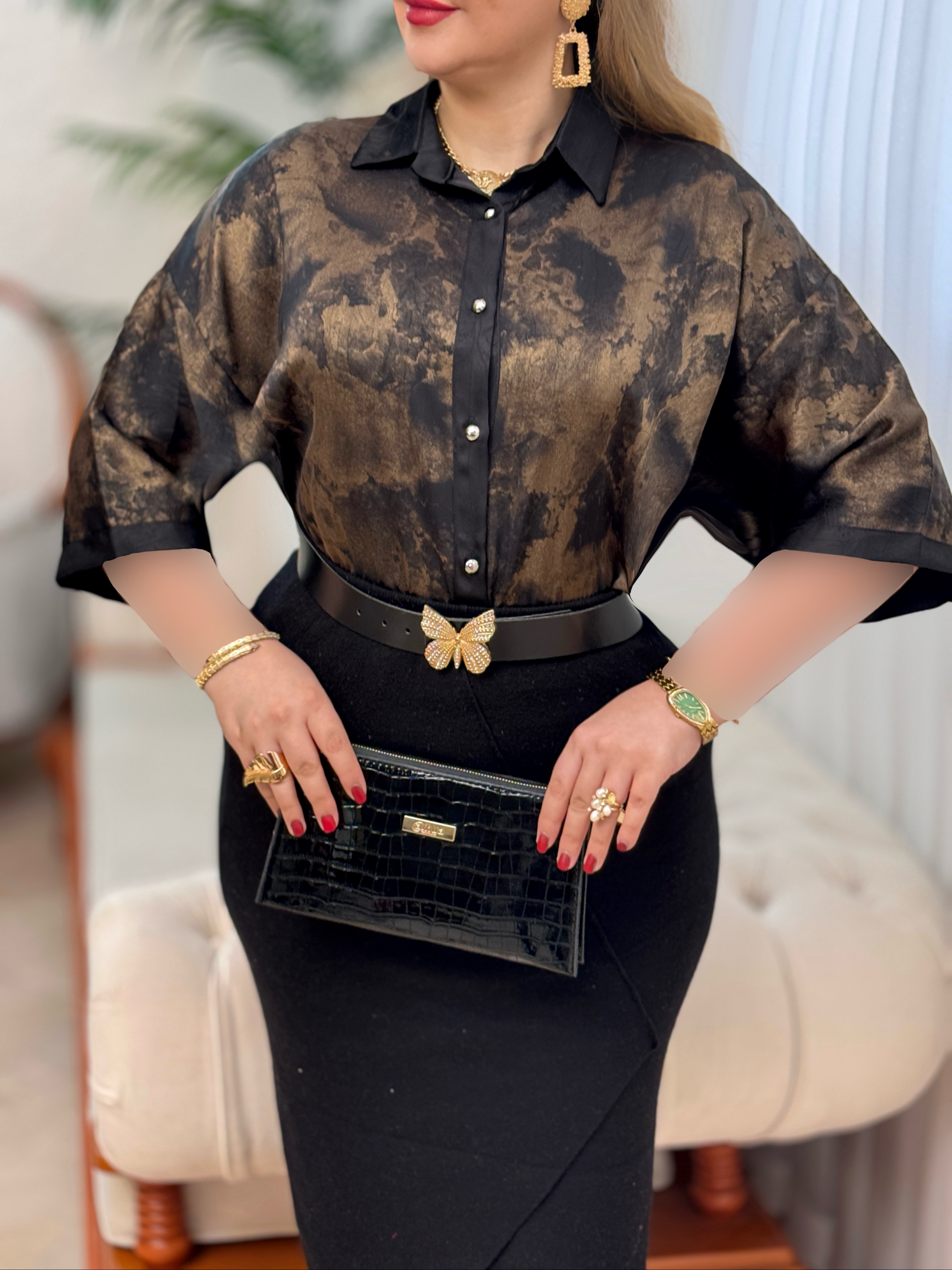 شومیز ساتن ابری 2894
