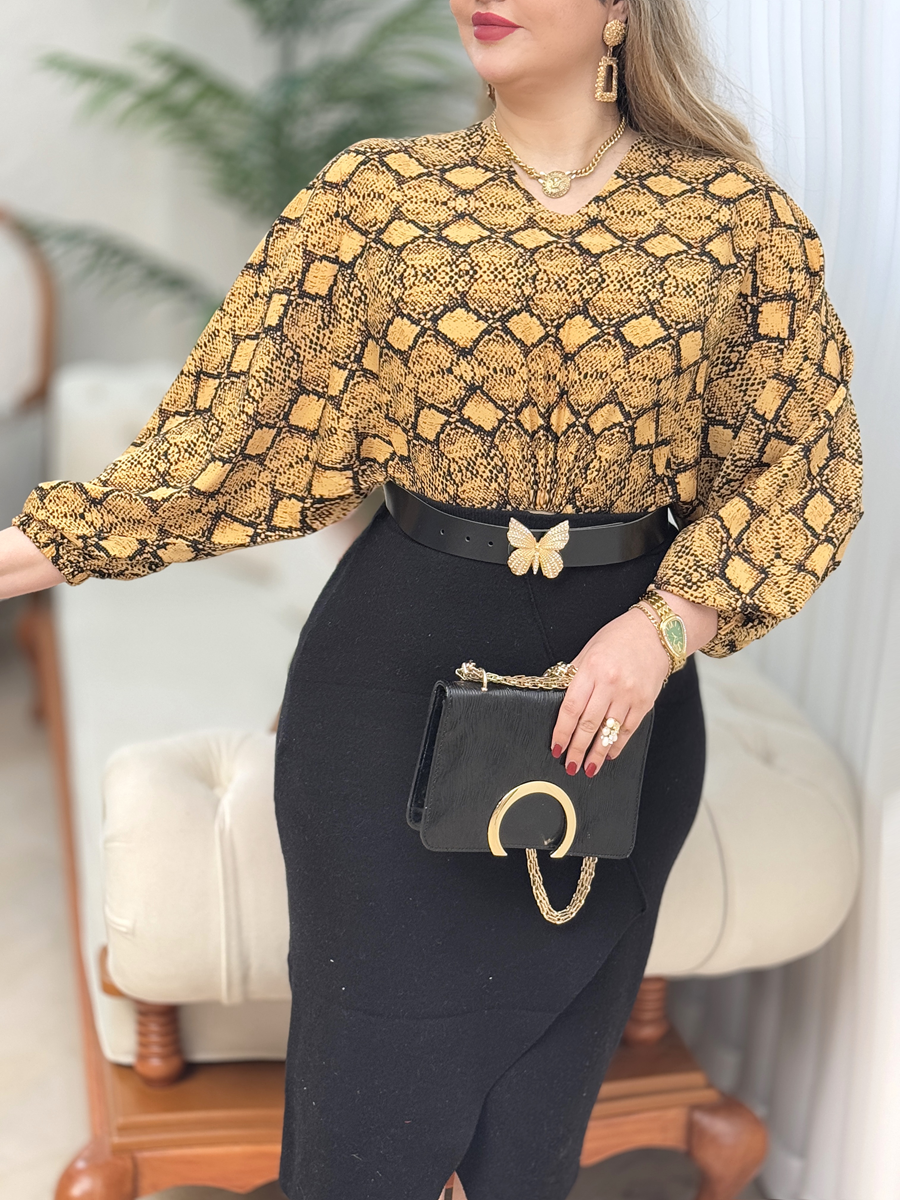 شومیز حلقه ای پوست ماری 2898