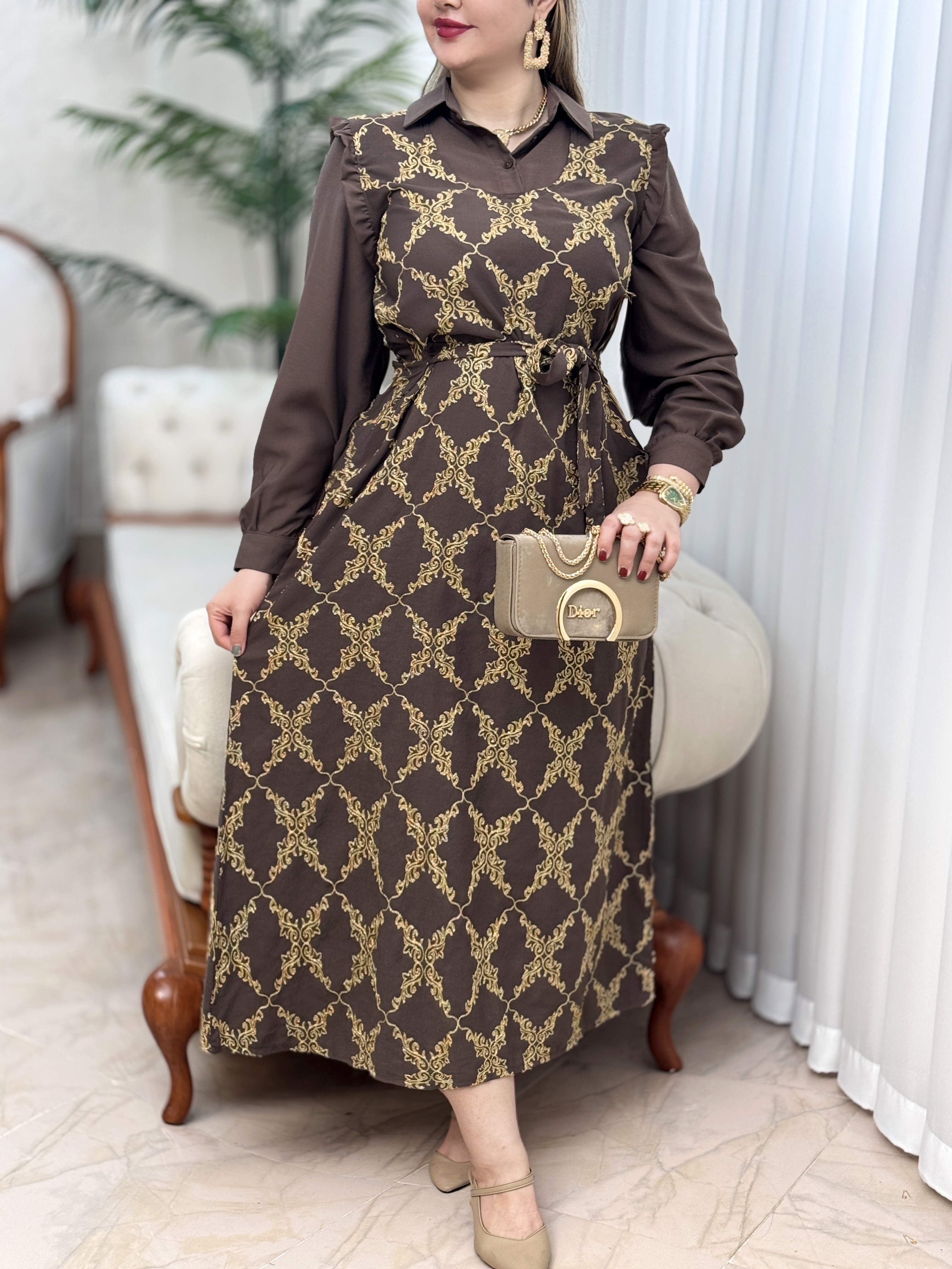 پیراهن طلاکوب نارین 2918