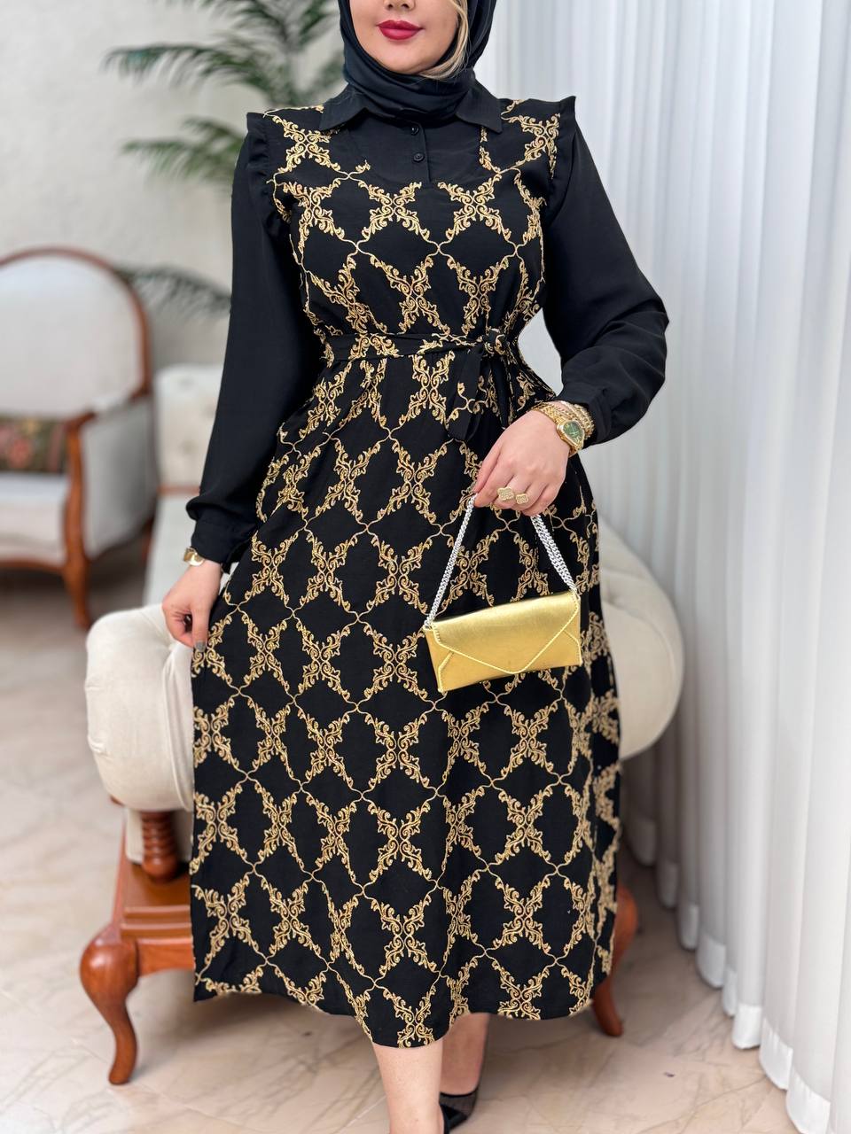 پیراهن طلاکوب نارین 2918
