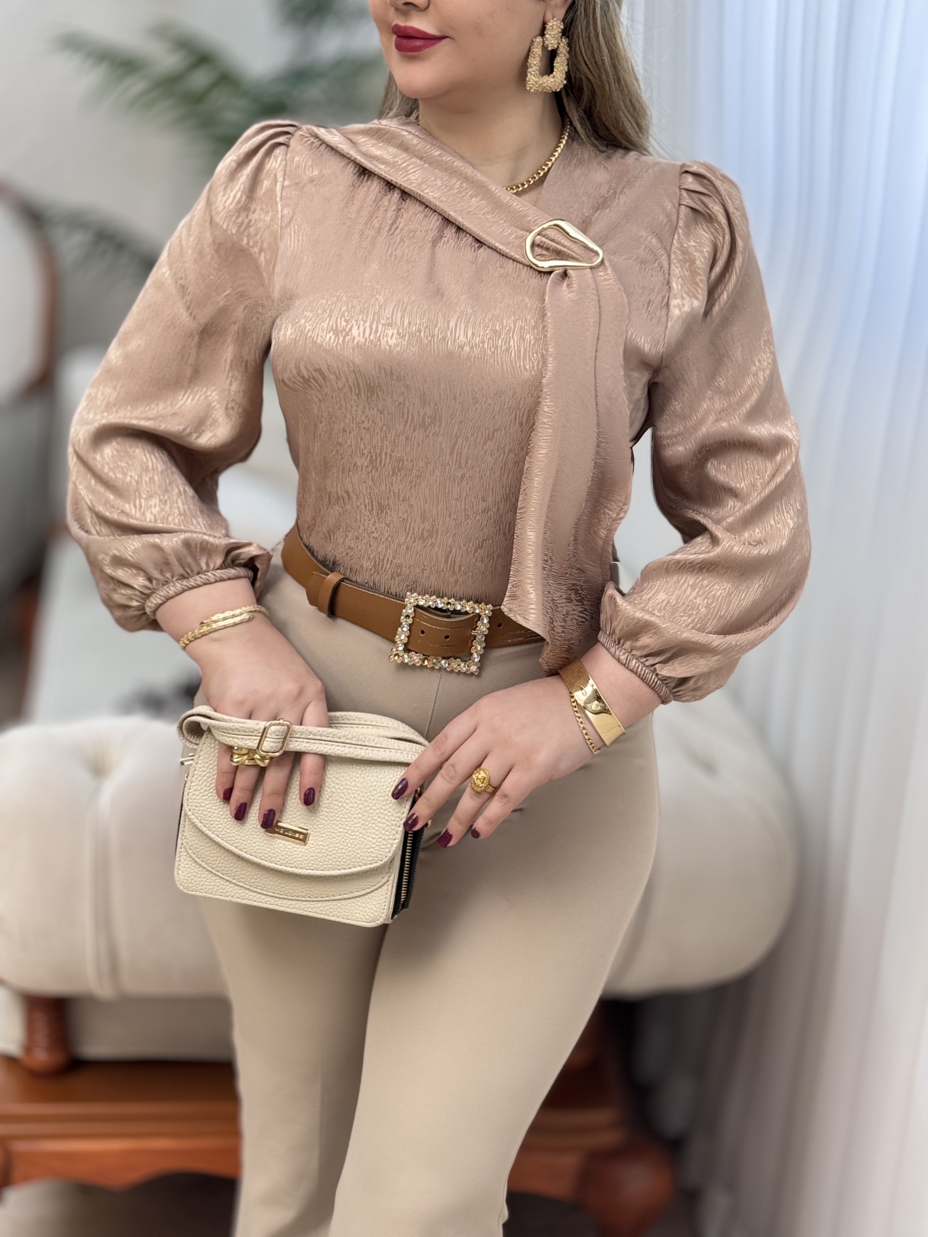 شومیز ساتن سگک دار 2963
