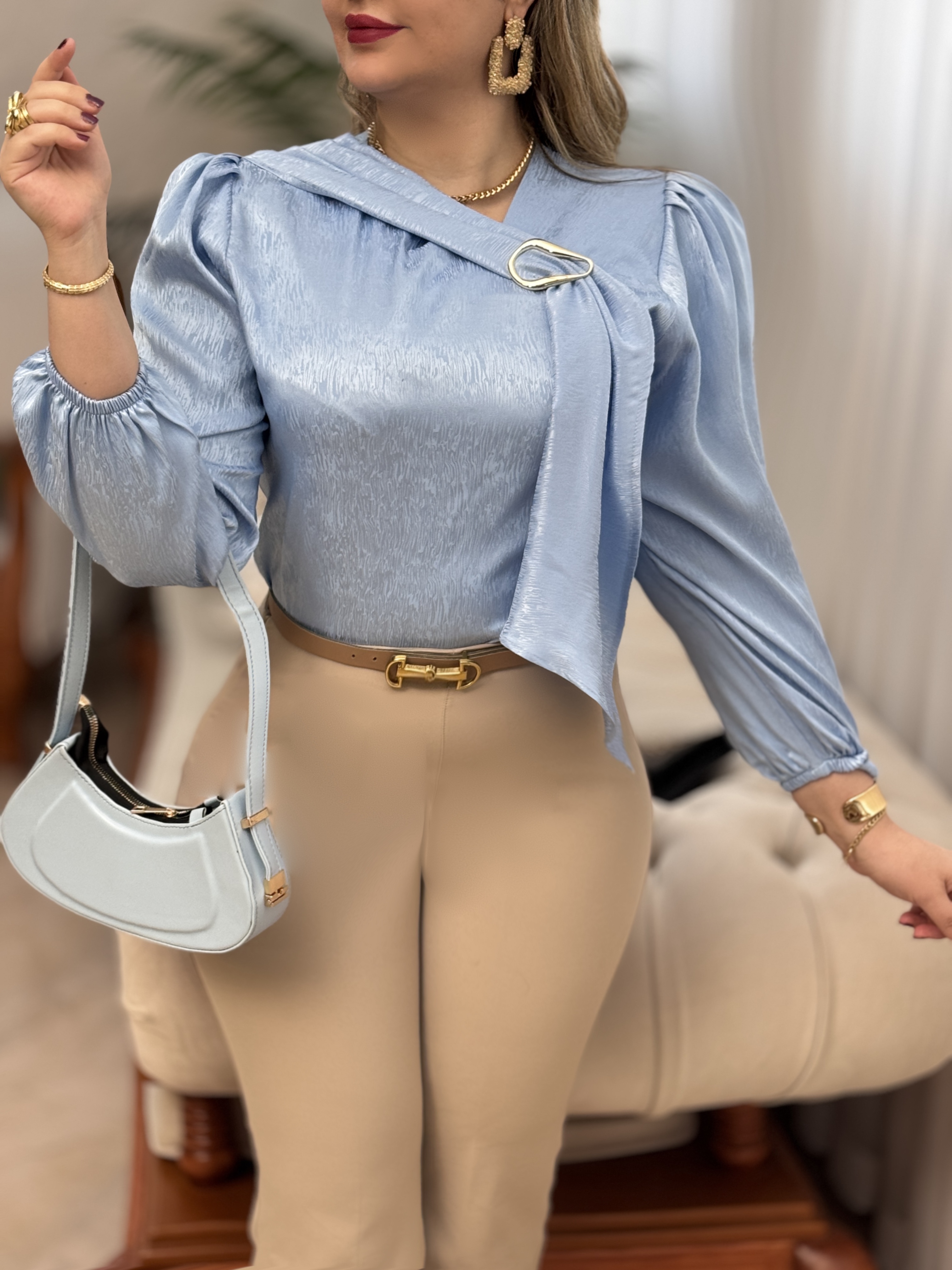 شومیز ساتن سگک دار 2963