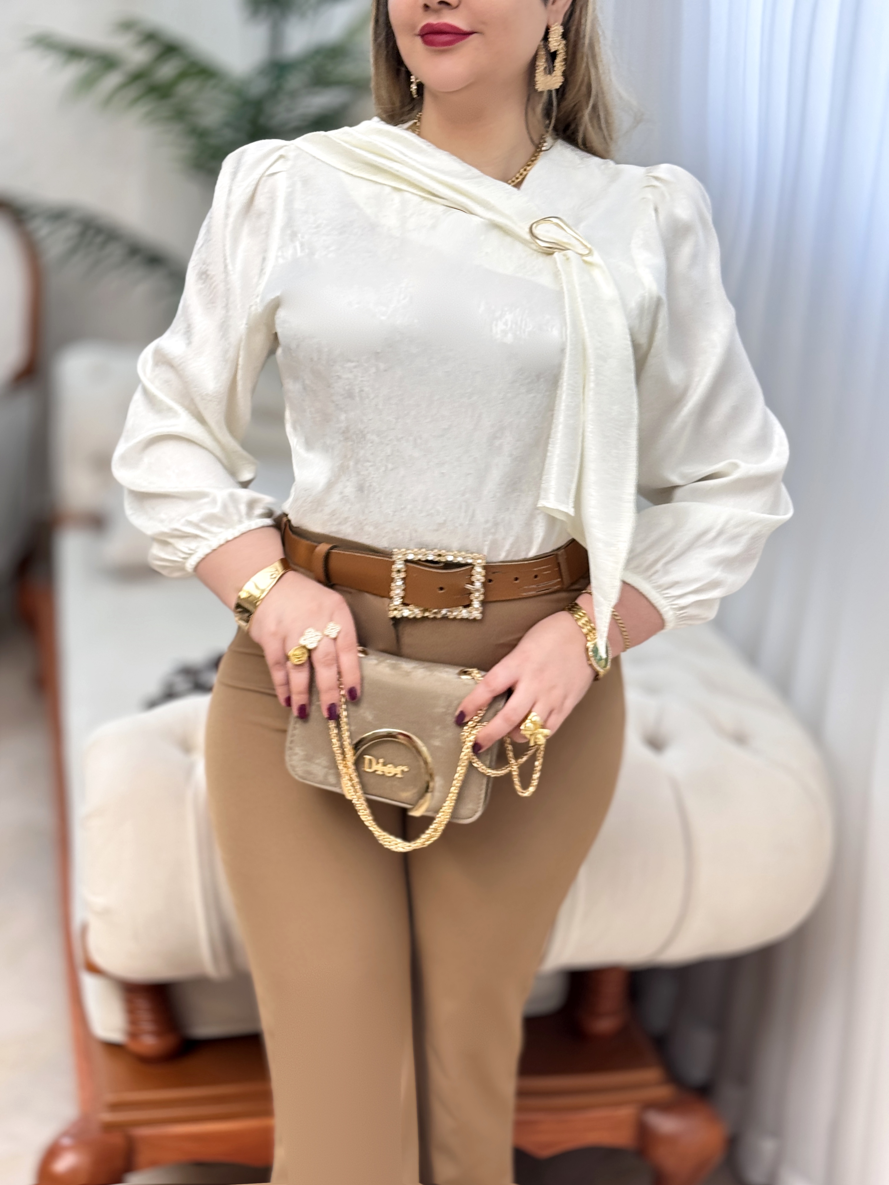 شومیز ساتن سگک دار 2963