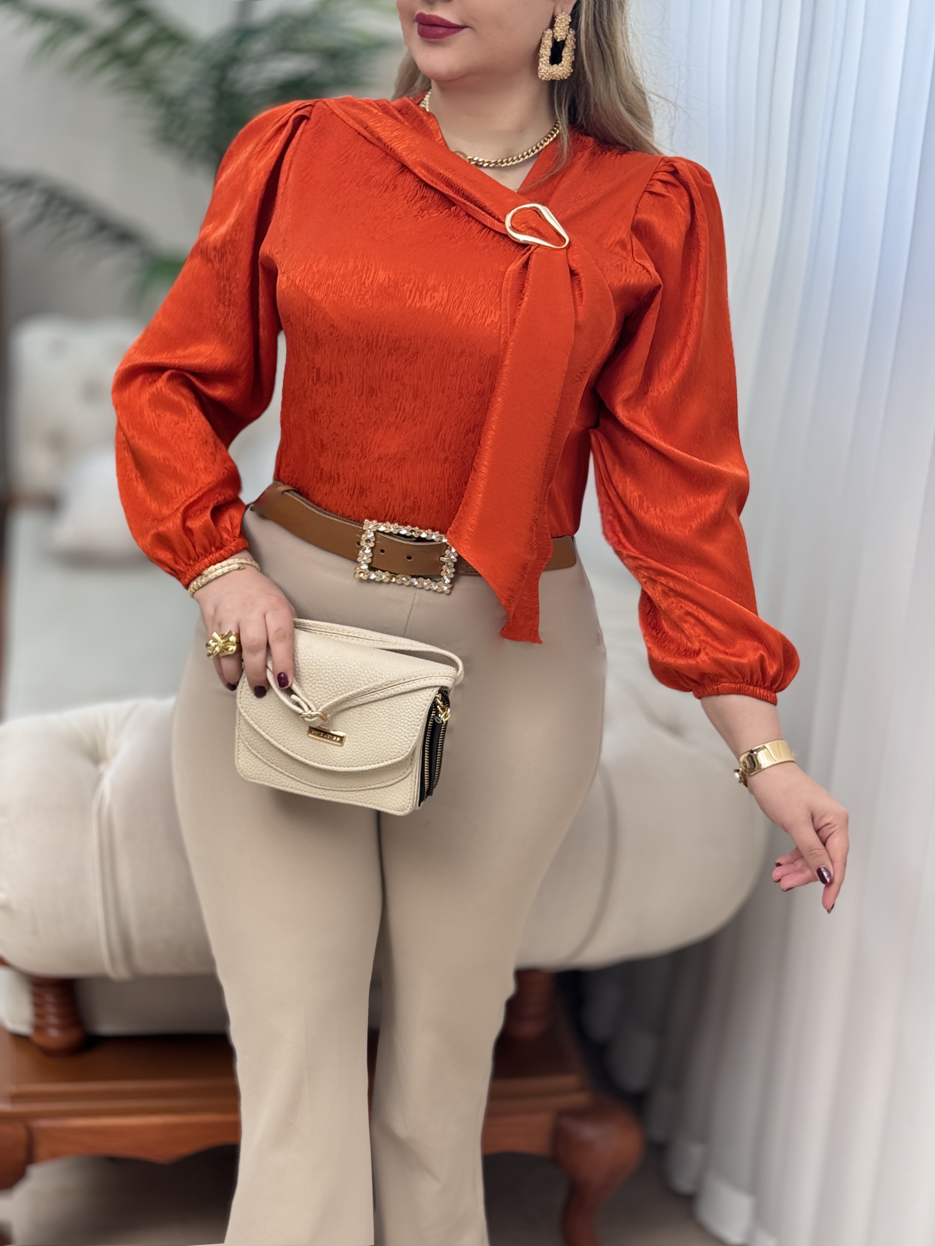 شومیز ساتن سگک دار 2963