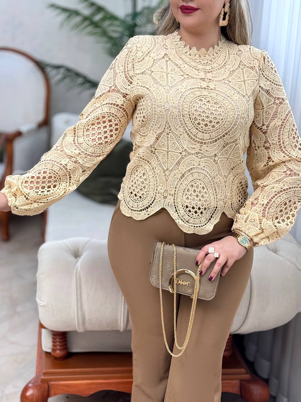 شومیز دانتل روژان 2976