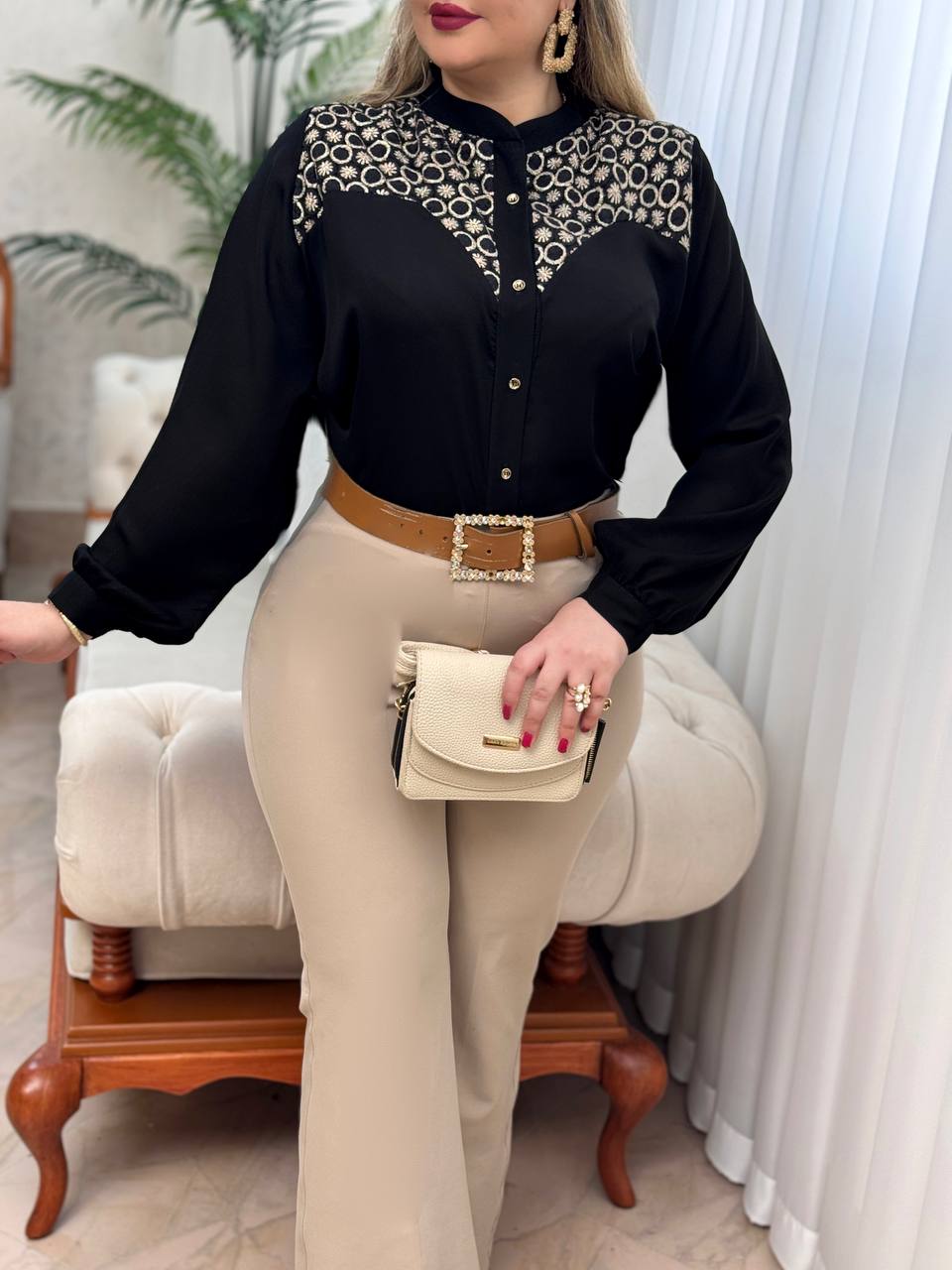 شومیز کرپ حریر جان آرا 3032