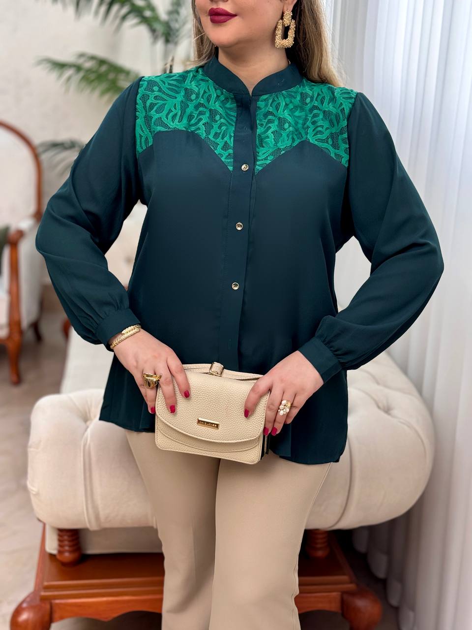 شومیز کرپ حریر جان آرا 3032