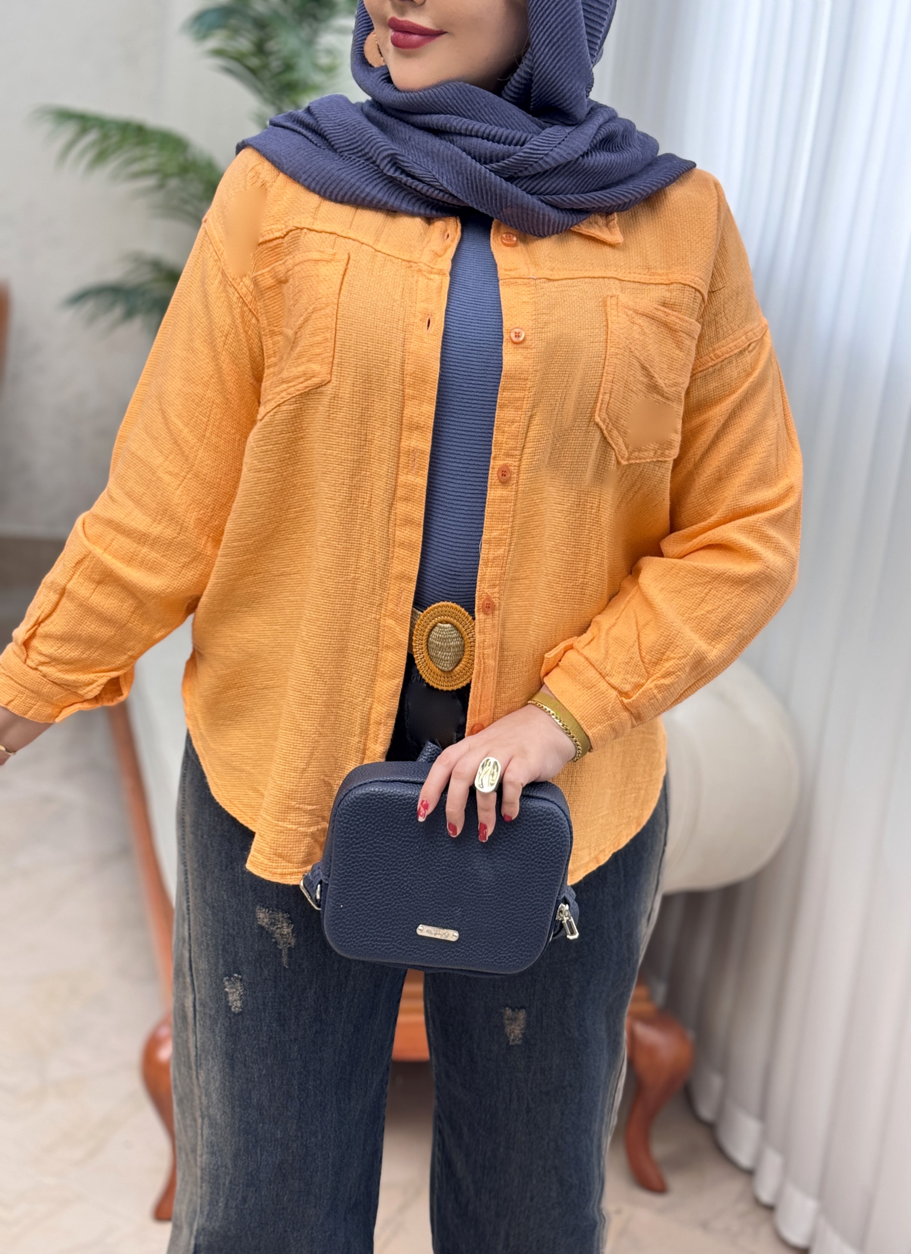 شومیز لینن حصیری 3086