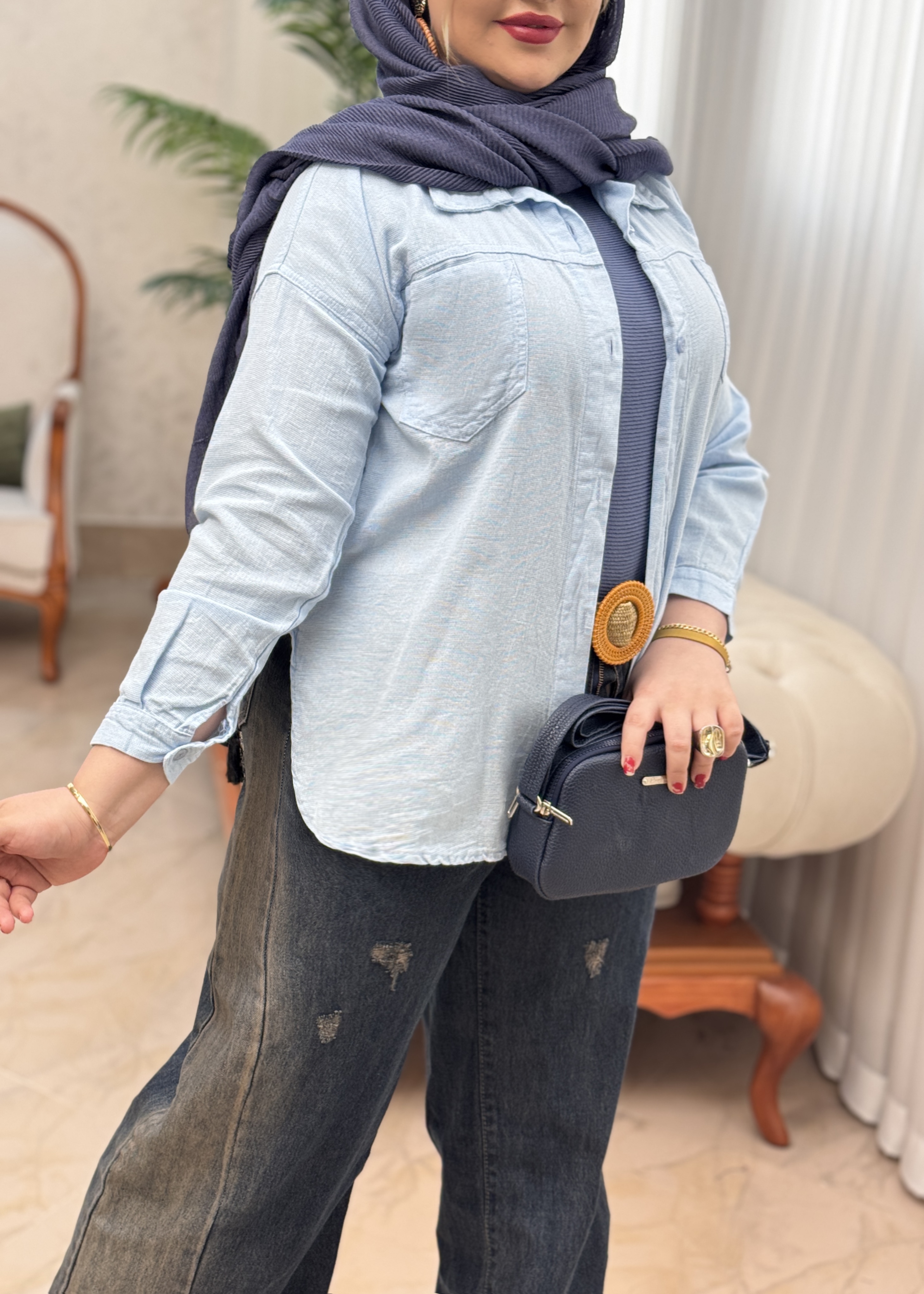 شومیز لینن حصیری 3086
