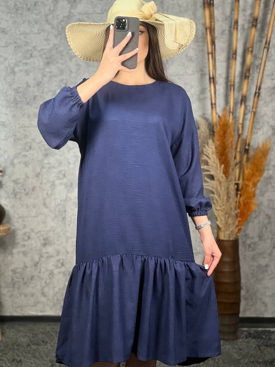 پیراهن لینن پایین چین کد ۱۰۱۵