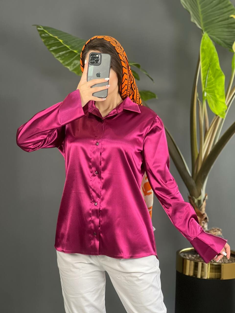 شومیز ساتن دکمه خور 1049