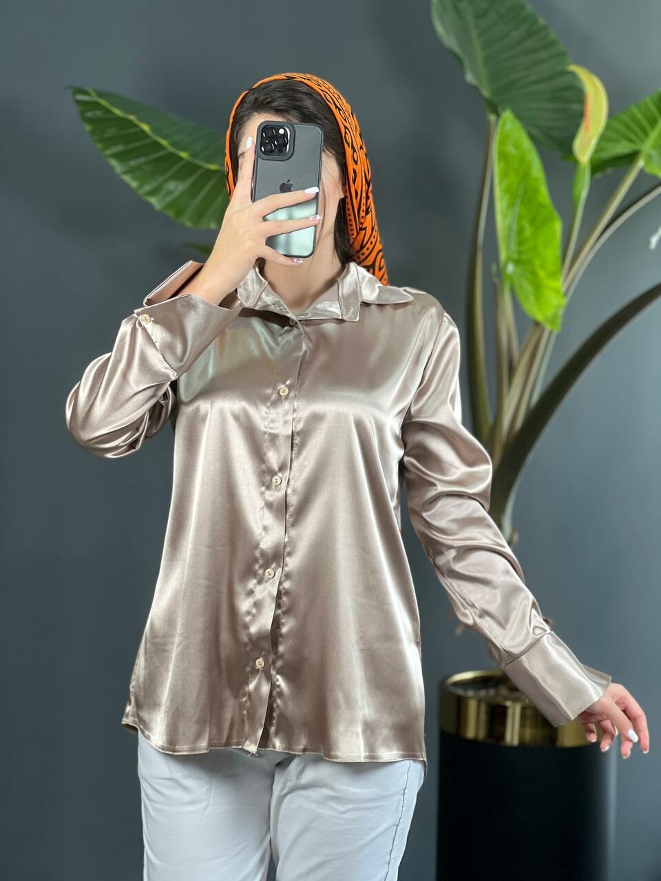 شومیز ساتن دکمه خور 1049