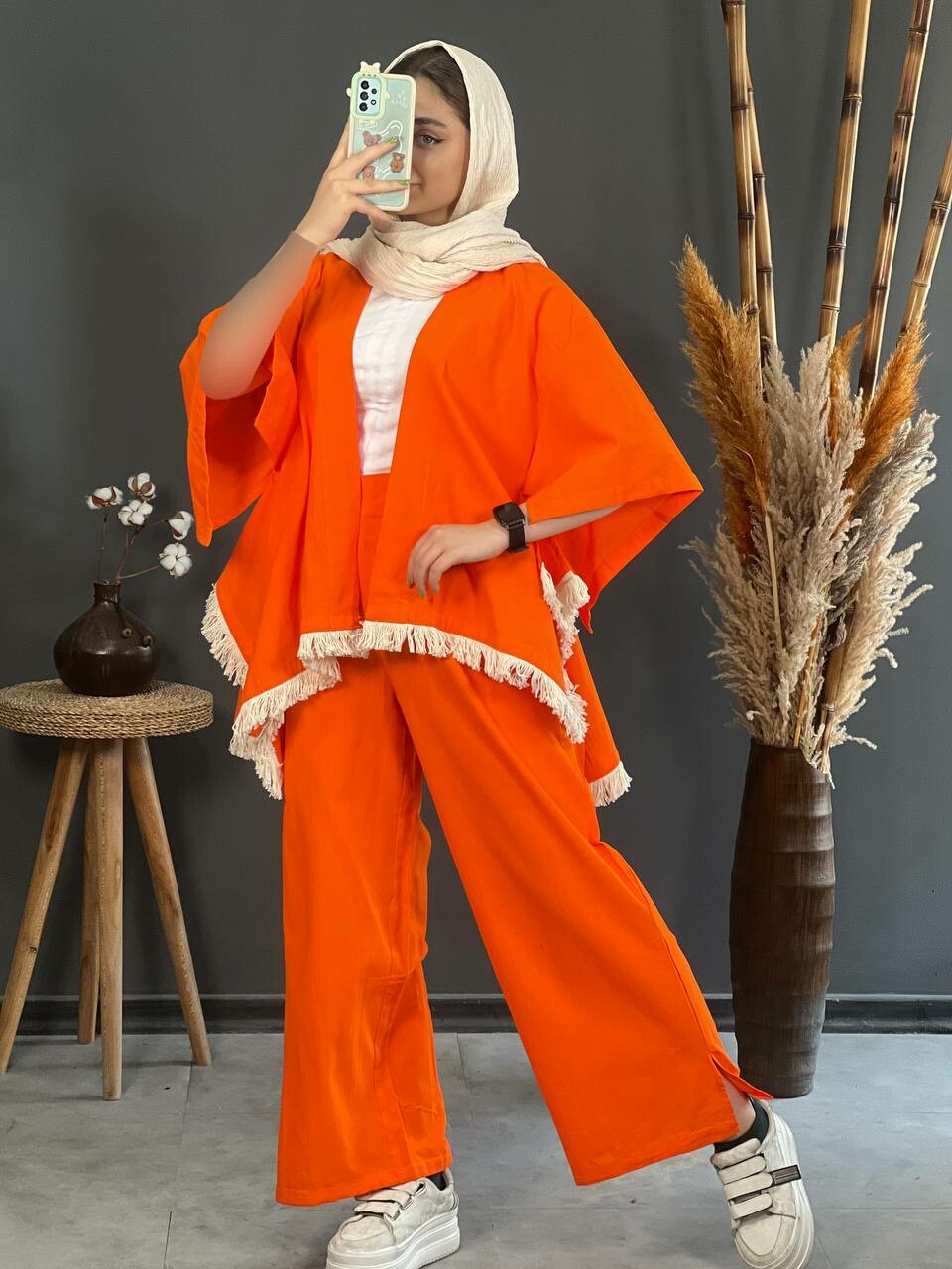ست پانچ شلوار ریشدار 1136