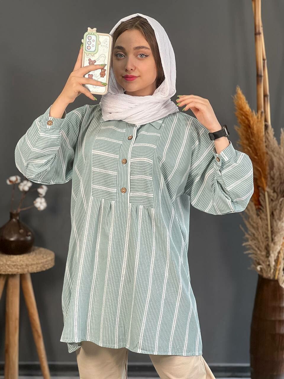 تونیک لینن نخ راه راه کد ۱۱۴۰