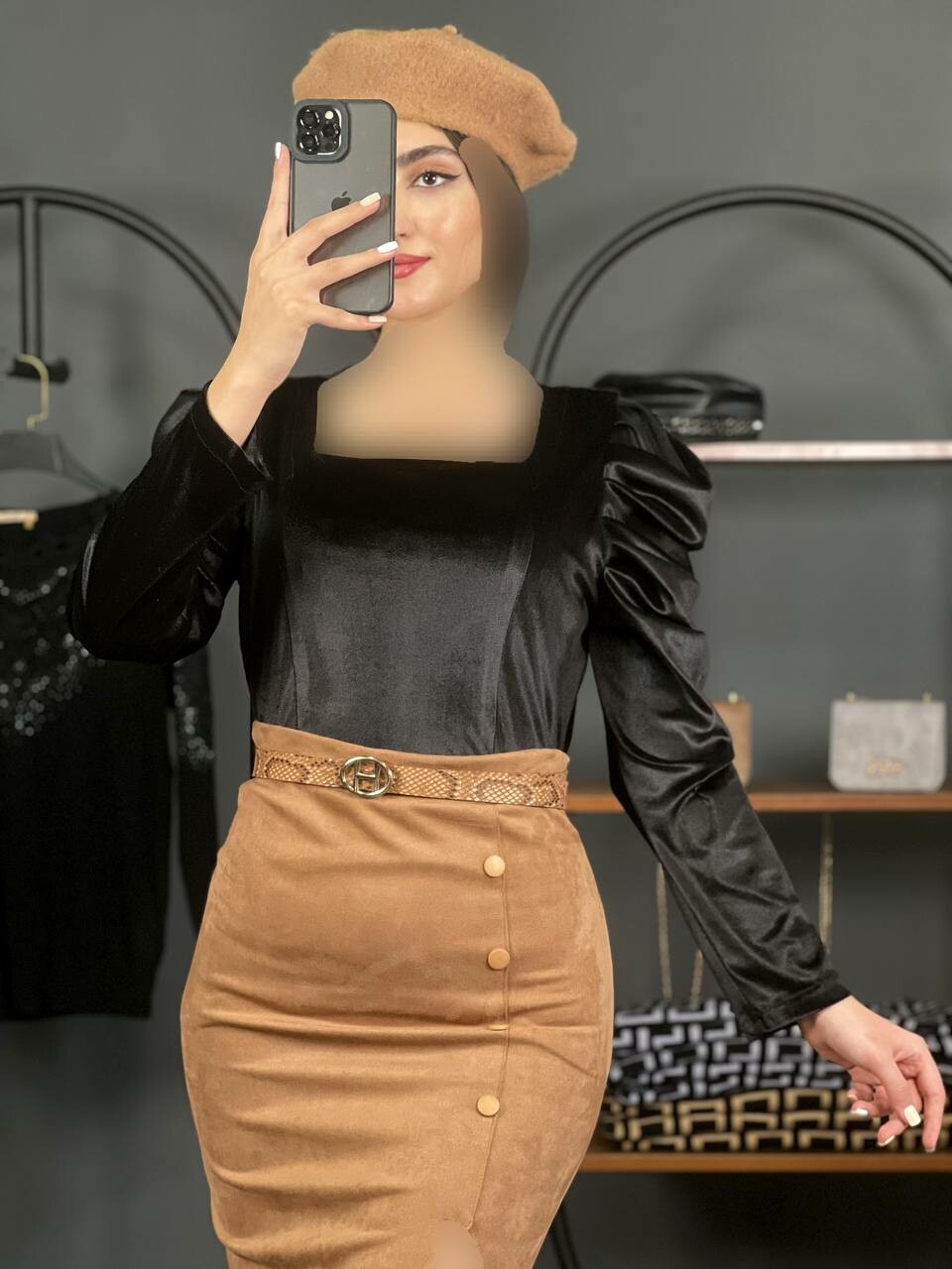 شومیز مخمل یقه خشتی1287