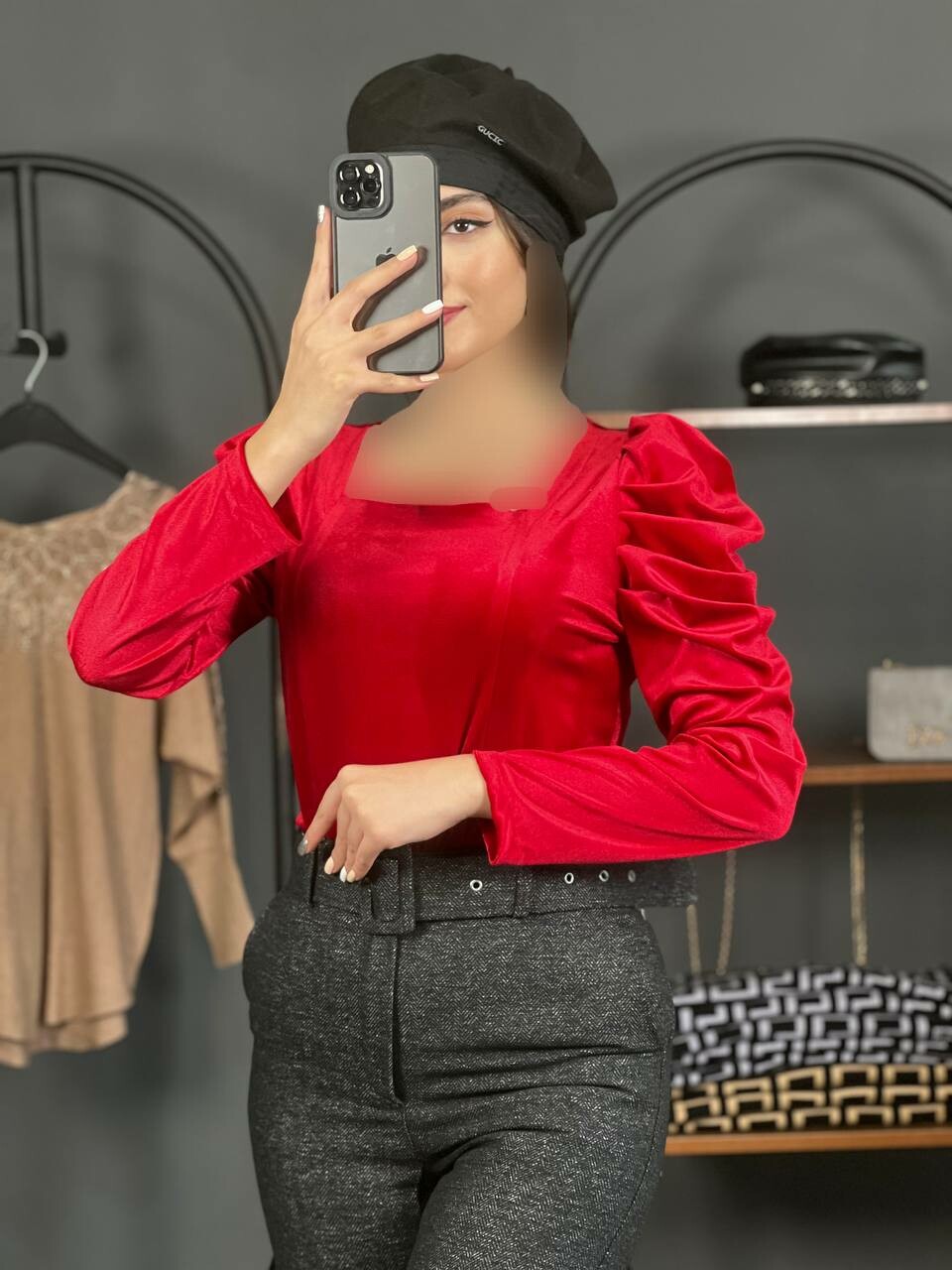 شومیز مخمل یقه خشتی1287