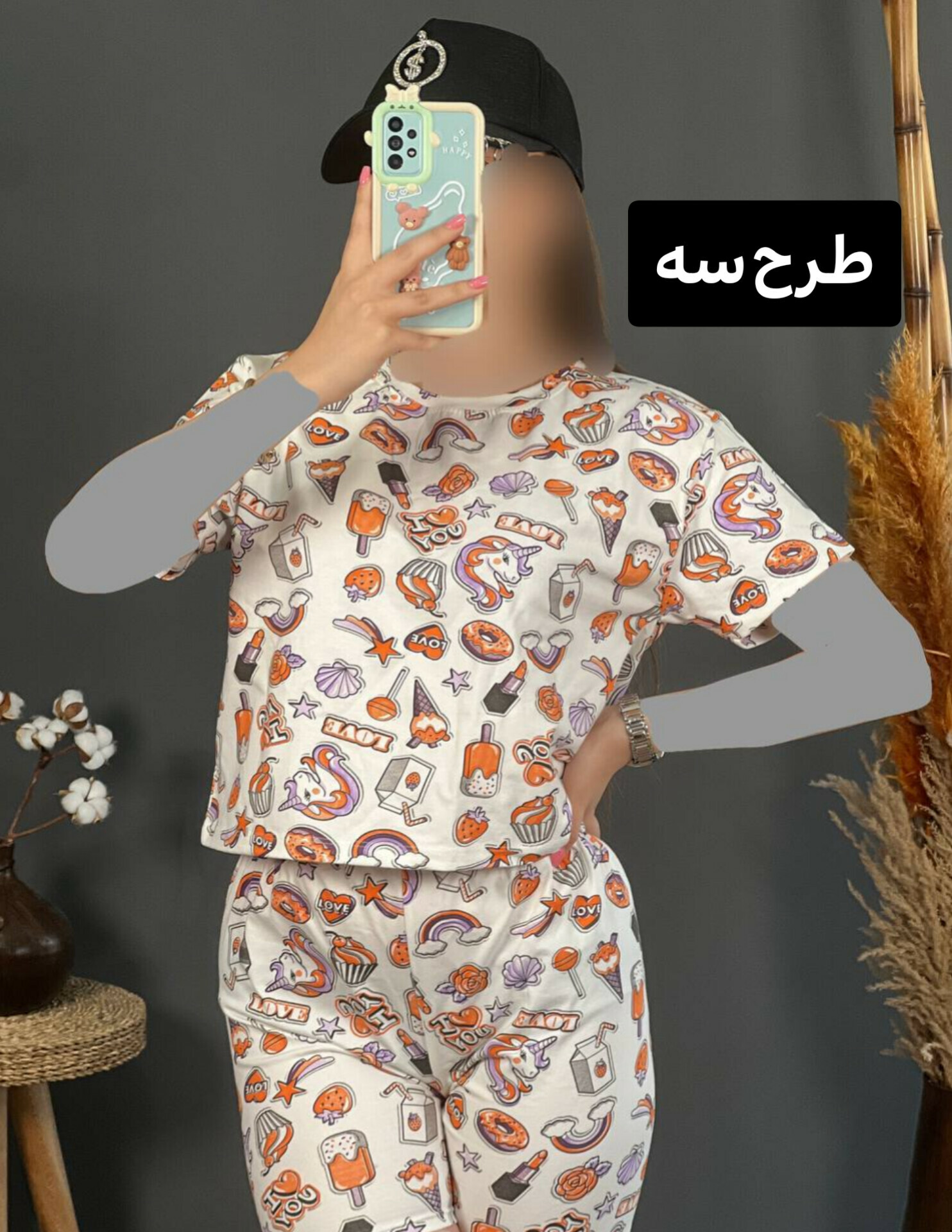 ست کراپ شلوارک پنبه 1152
