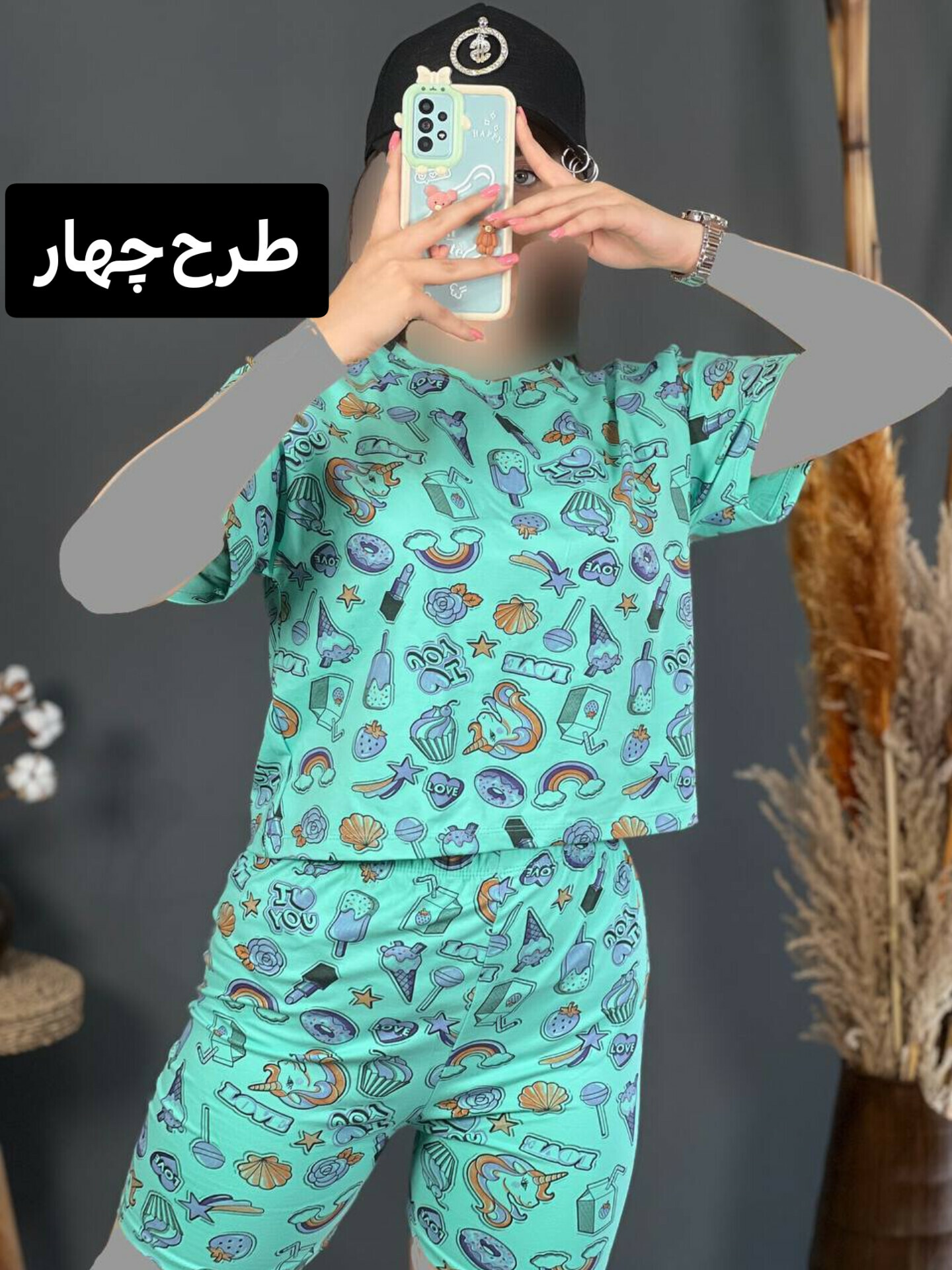 ست کراپ شلوارک پنبه 1152